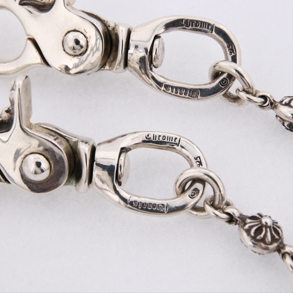 【CHROME HEARTS】クロスボール ウォレットチェーン #2 2クリップ ショート SV925 中古