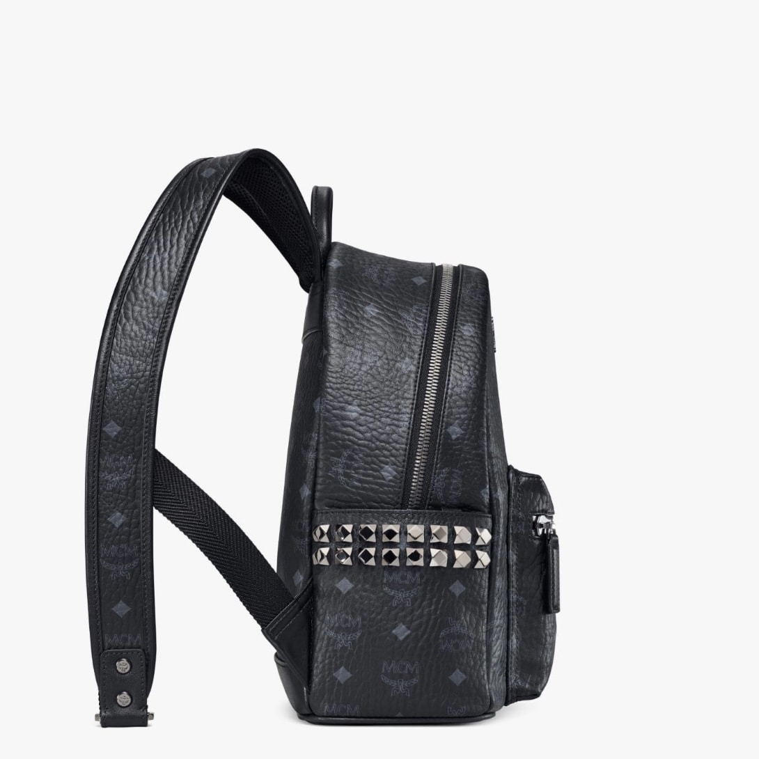 MCM Stark Side Studs Backpack IN Visetos Small BLACK ONE SIZE