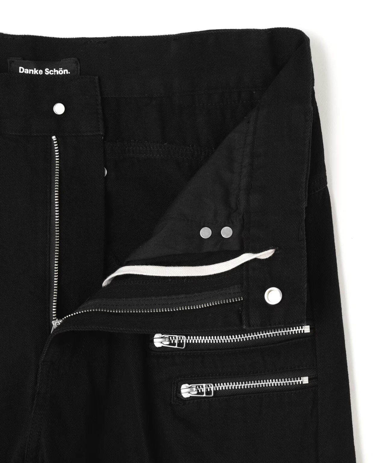 Danke Schon 11oz Denim Zip Pocket Flare Cargo Pants Black S