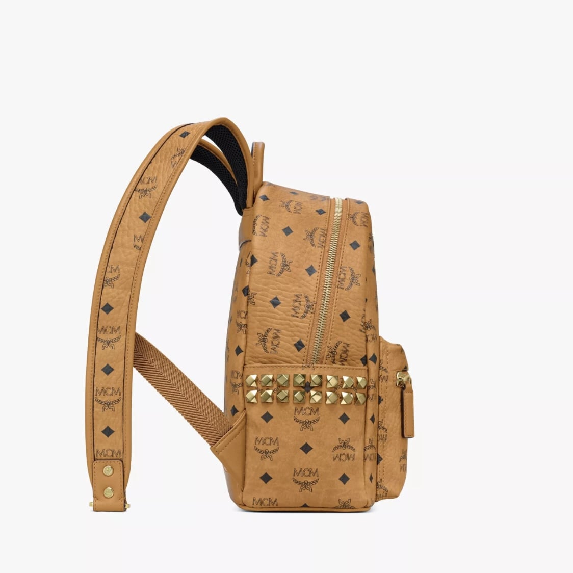 MCM Stark Side Studs Backpack Small Cognac Small