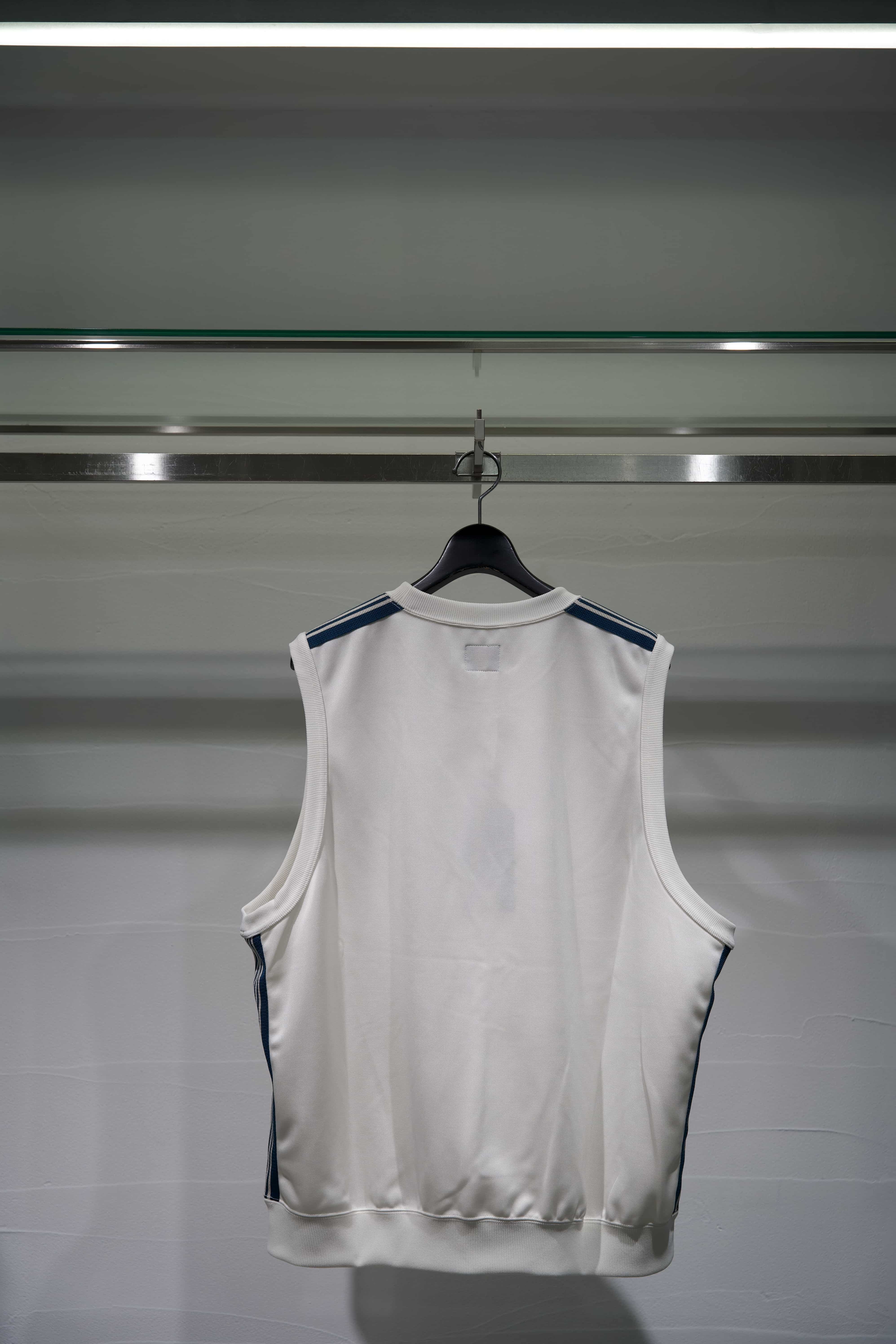 Needles 25ss "Exclusive Sleeveless Track Crew Neck - Poly Smooth" White Blue White Blue S