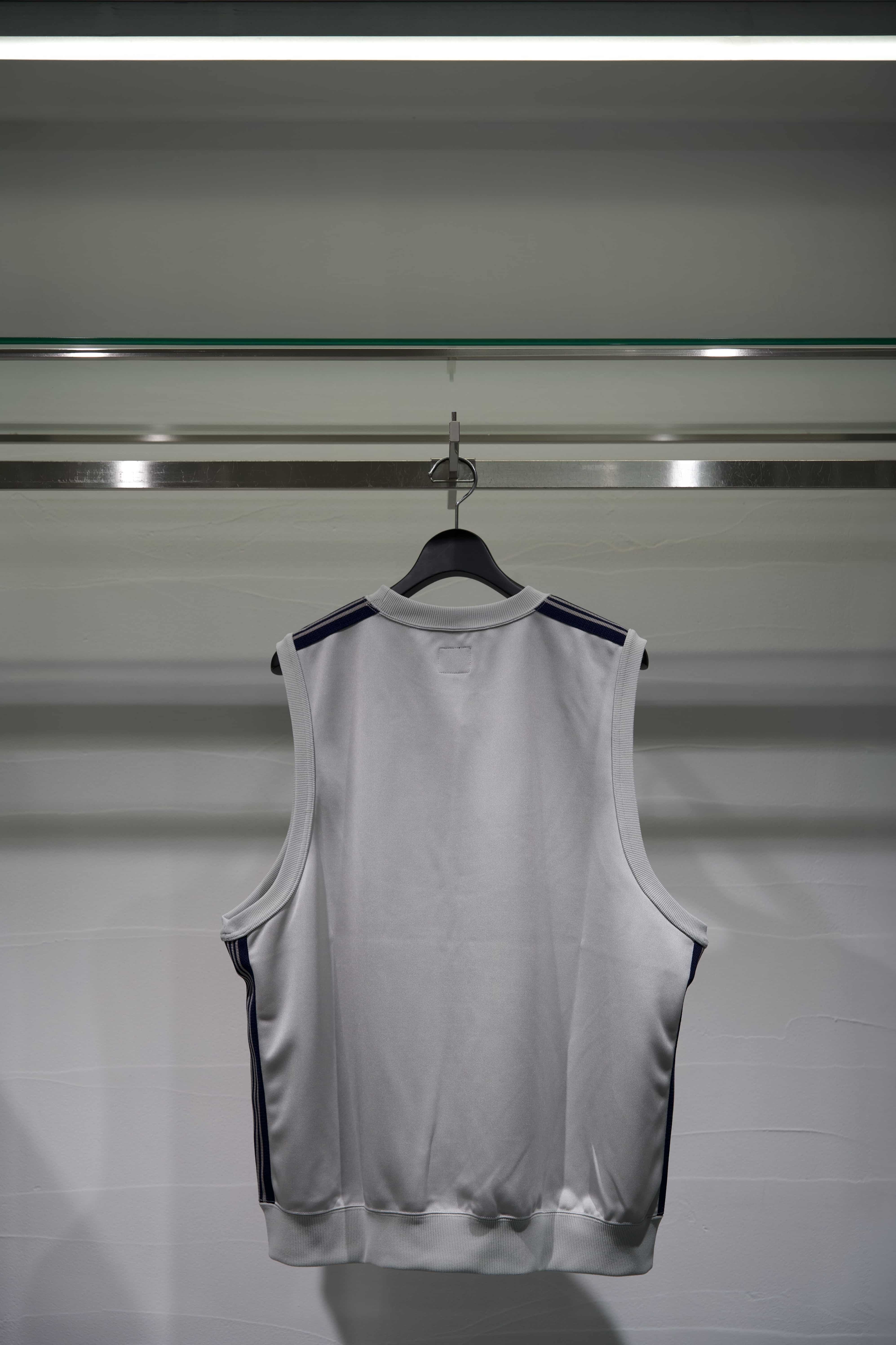 Needles 25ss "Exclusive Sleeveless Track Crew Neck - Poly Smooth" Grey Navy Grey Navy S