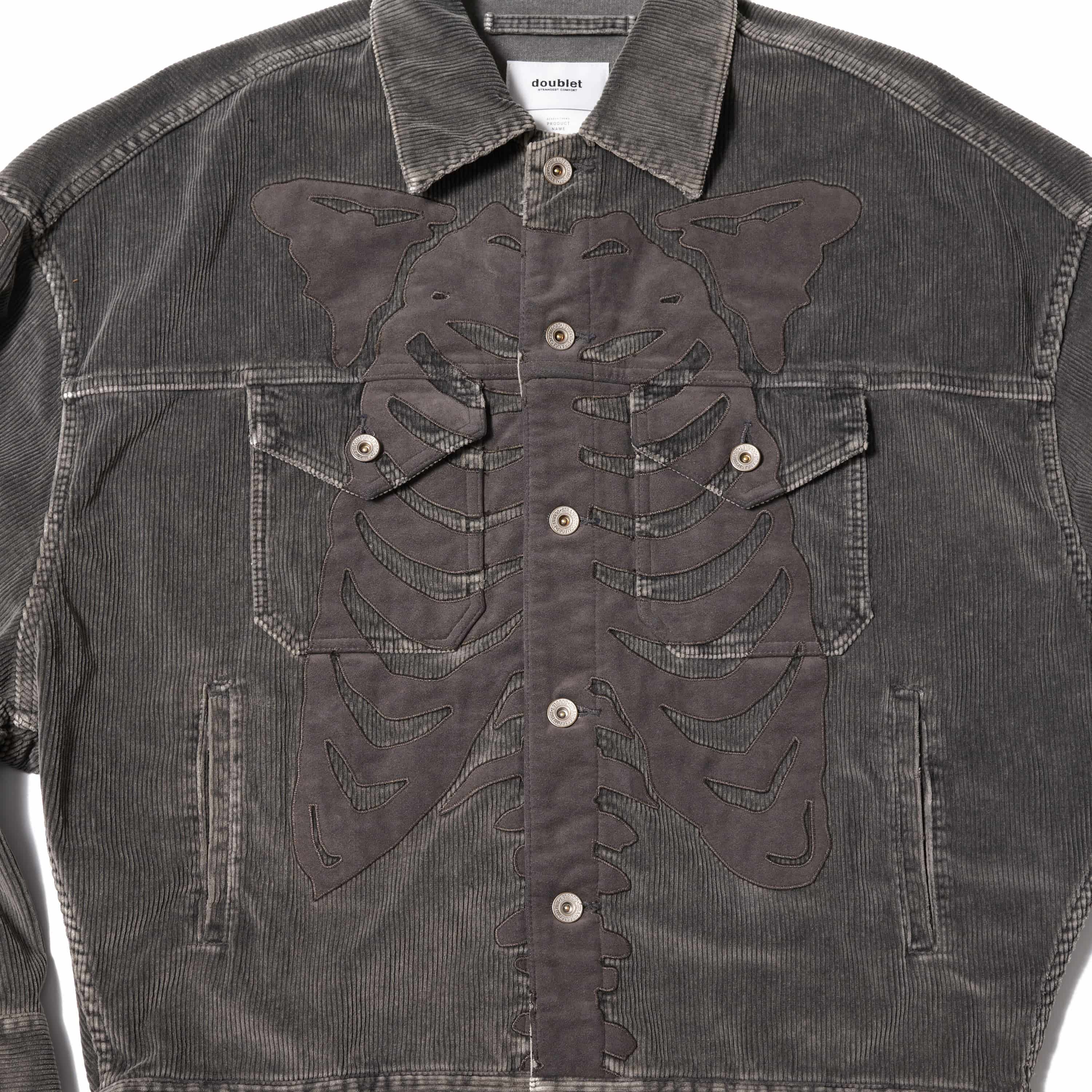 doublet 25aw "BONE APPLIQUE CORDUROY JACKET" Grey Grey M
