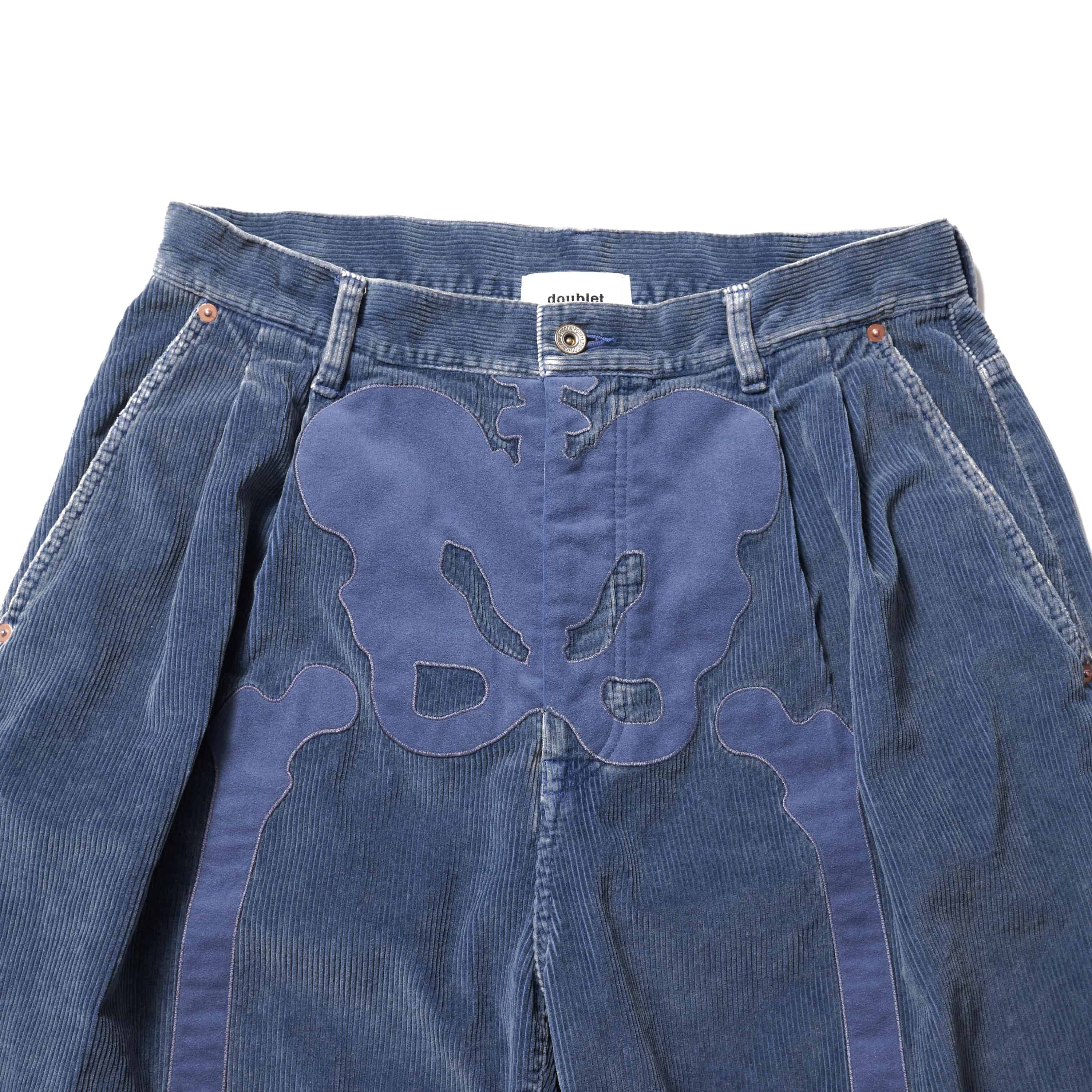 doublet 25aw "BONE APPLIQUE CORDUROY CROPPED PANTS" Blue Blue S