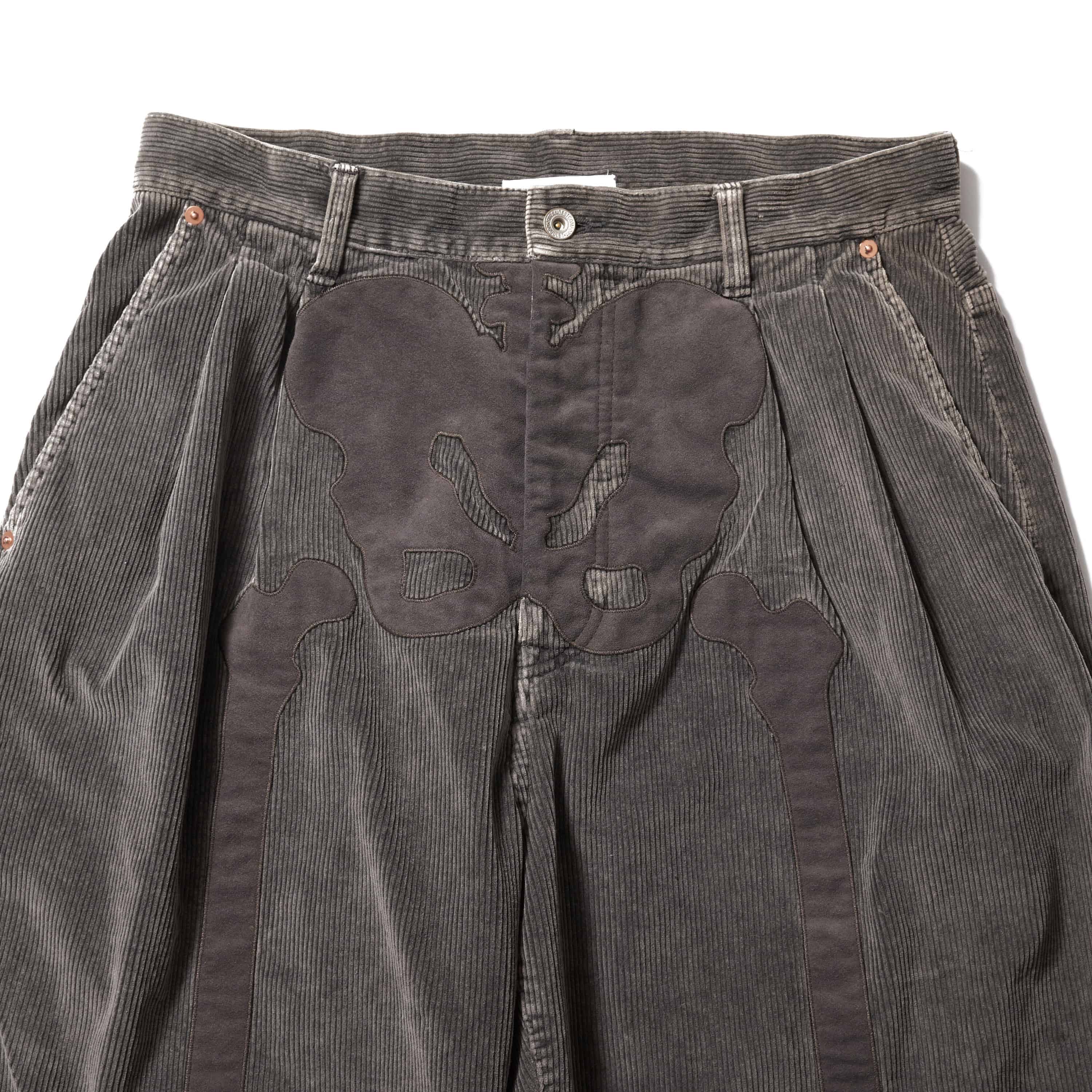 doublet 25aw "BONE APPLIQUE CORDUROY CROPPED PANTS" Grey Grey S