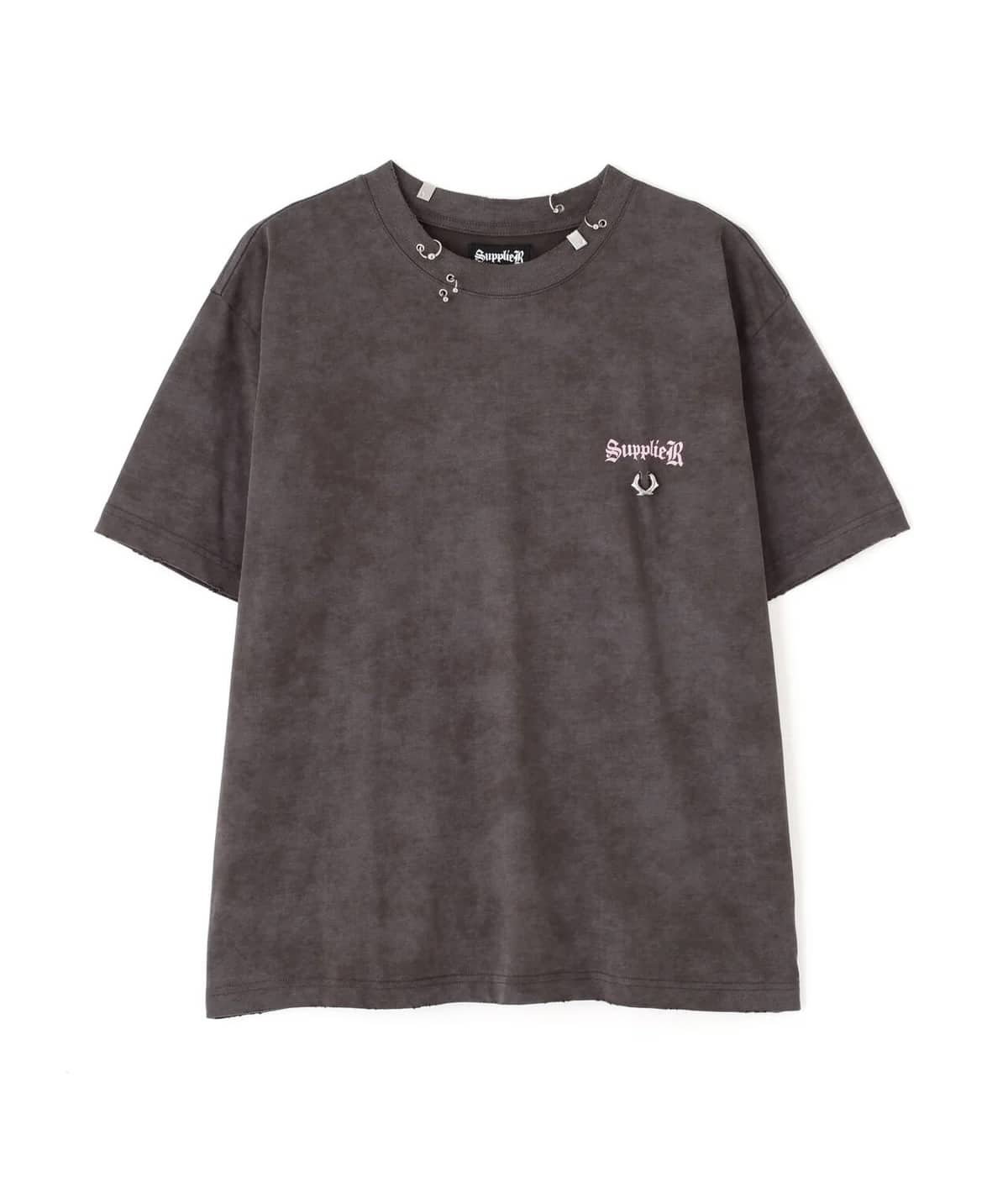 SUPPLIER 25ss "Exclusive Damage Pierced Cross Tee" Black Black M