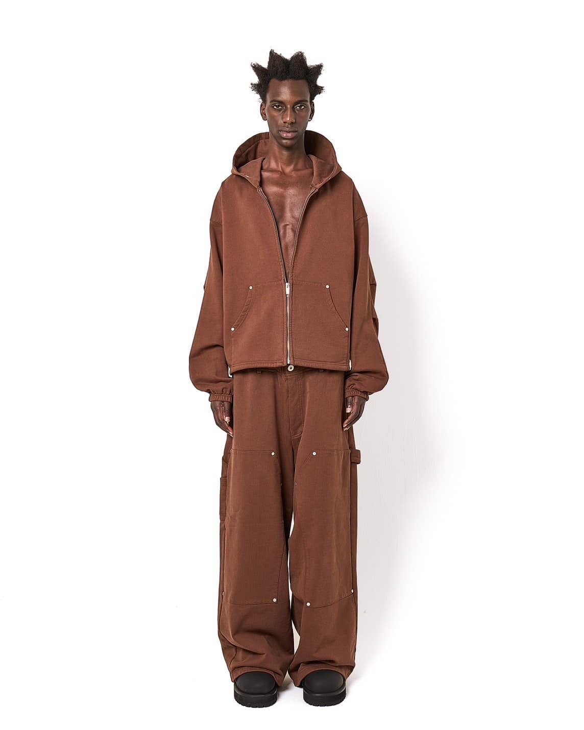 Danke Schon 25aw "480HW Sweat W-Knee Painter Pants" Brown Brown S