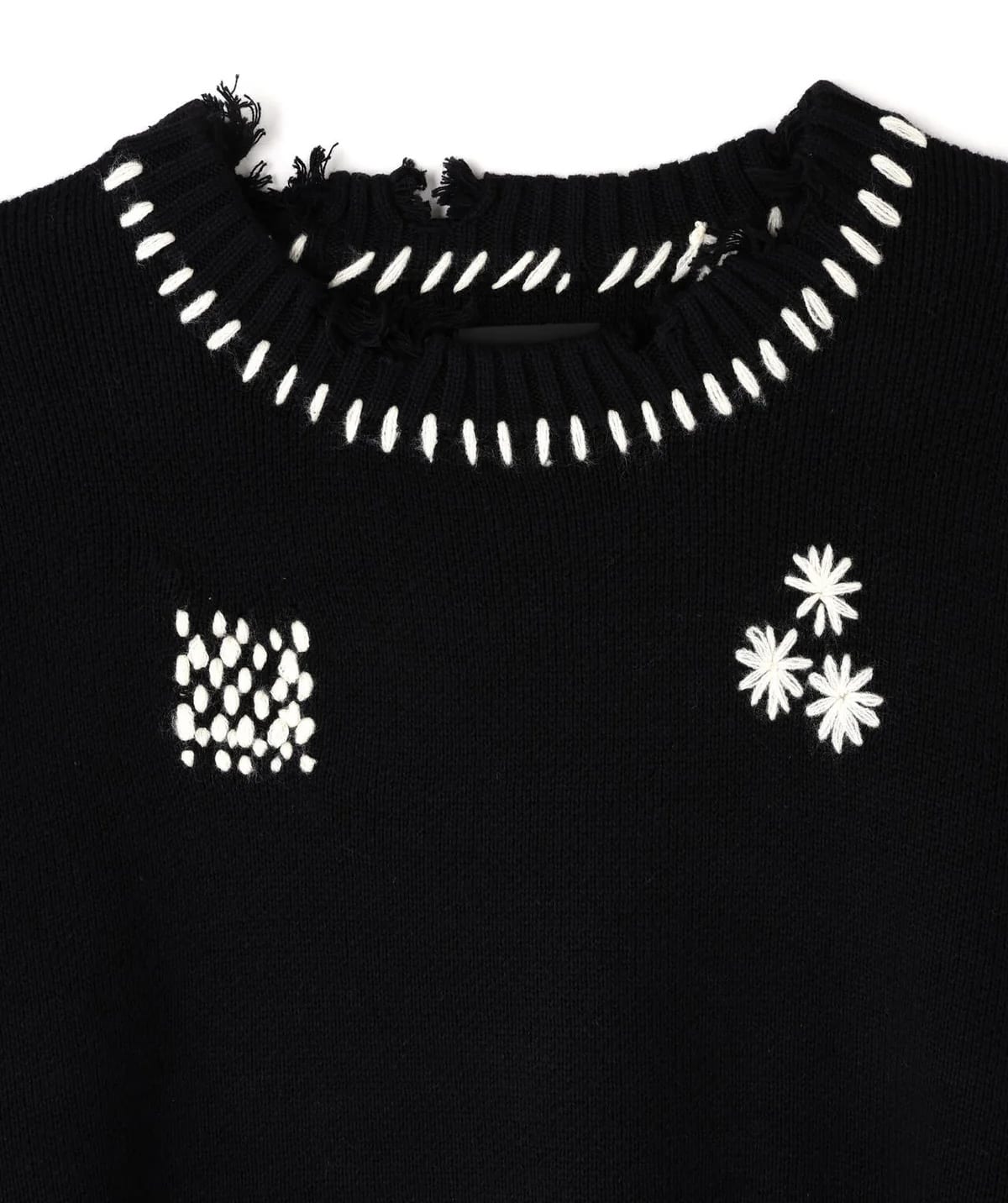 Danke Schon 25aw "Hand Stitch Knit Crewneck" Black Black S