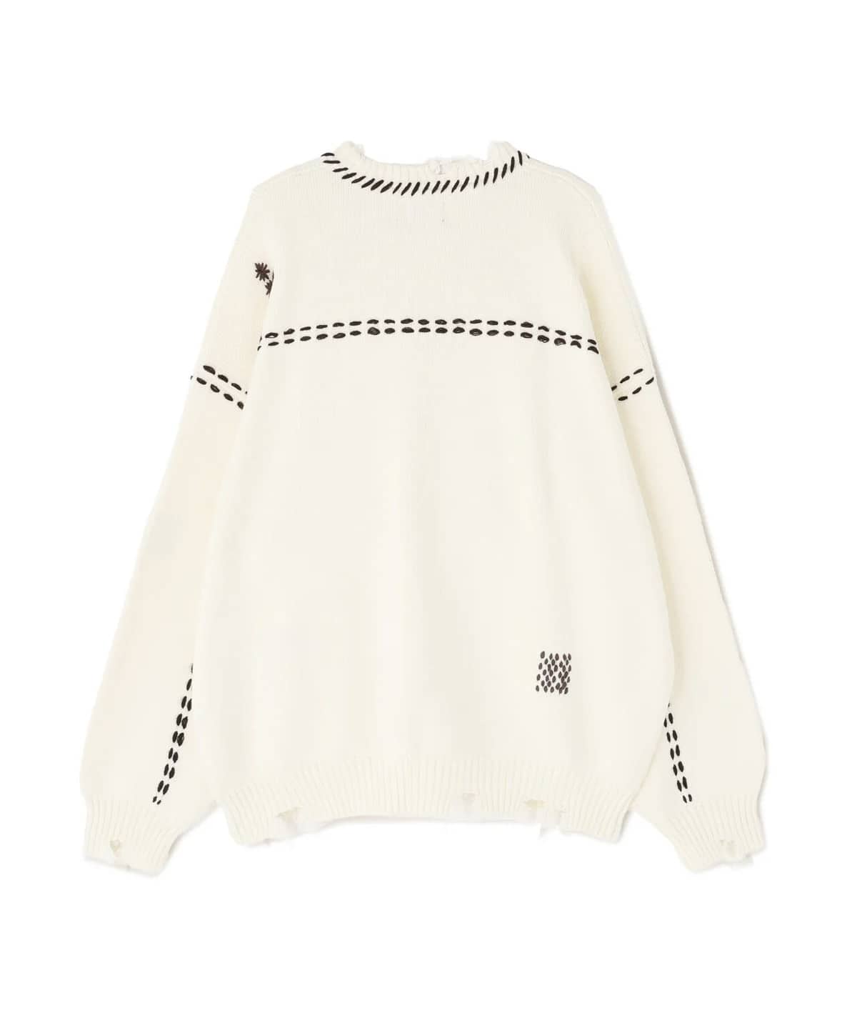 Danke Schon 25aw "Hand Stitch Knit Crewneck" White White S