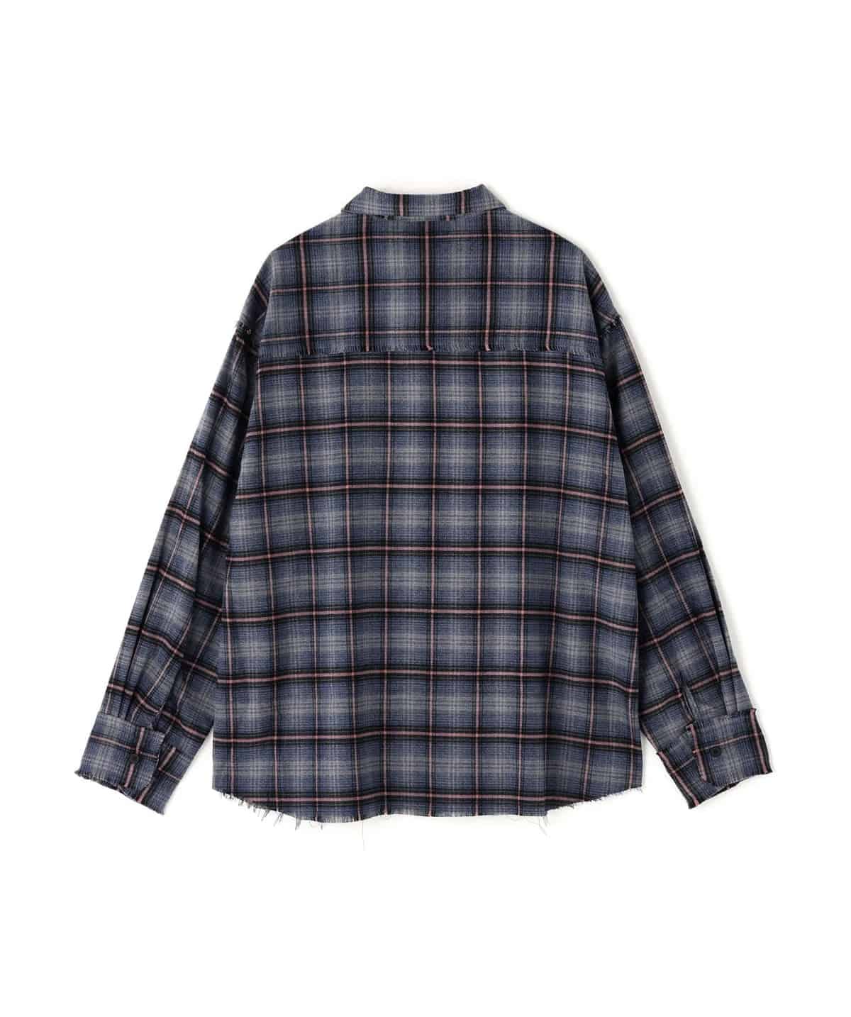 Danke Schon 25aw "Cutoff Check Shirts" Navy Navy M