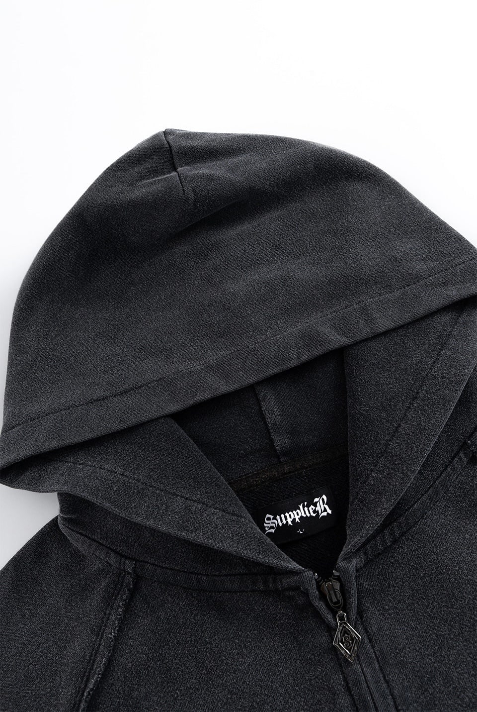 SUPPLIER 25aw "Dagger Leather Patch Zip Hoodie" Black Black M