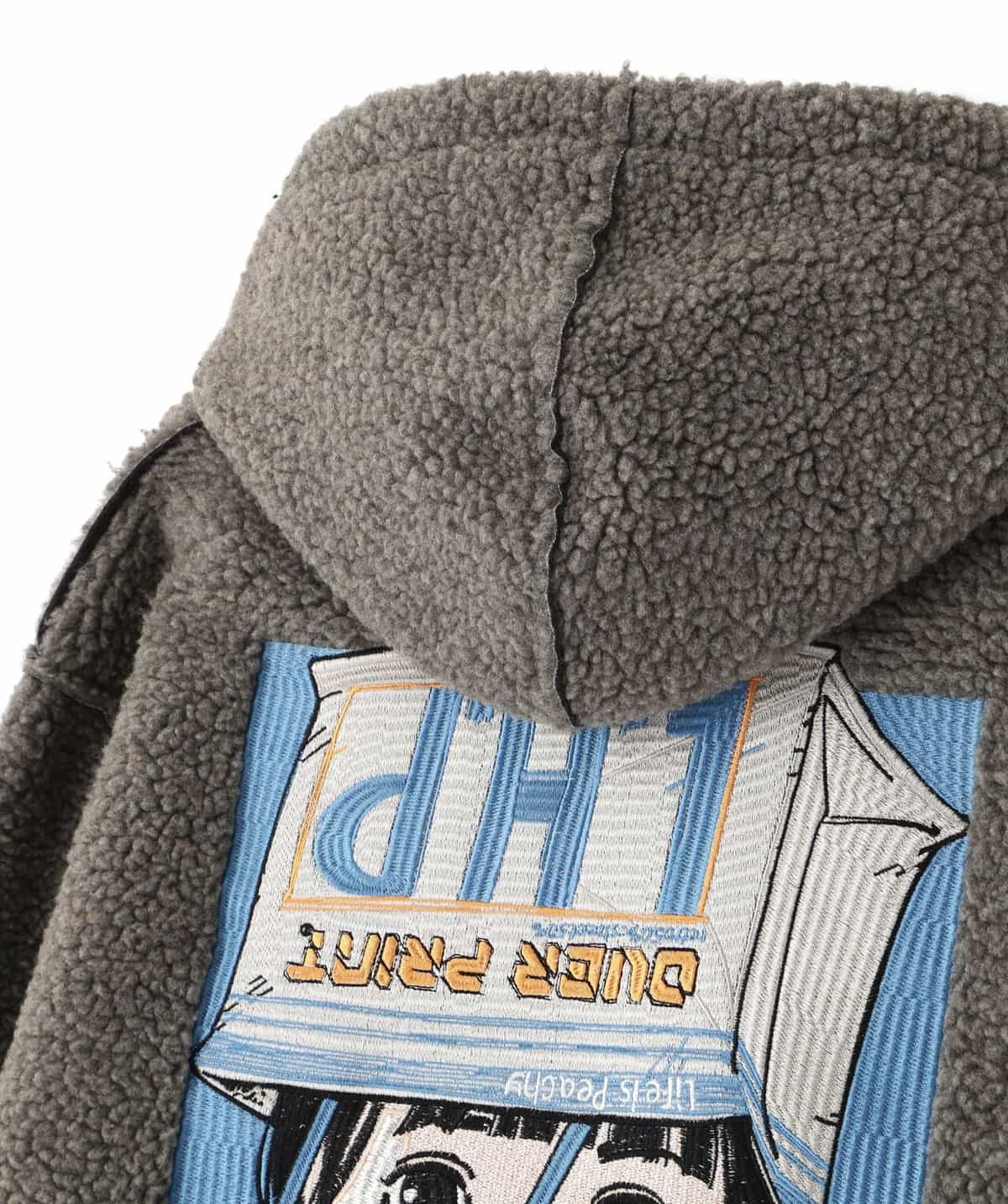 overprint 25aw "Exclusive SHOPPER Bonding Boa Hoodie" Grey Grey S