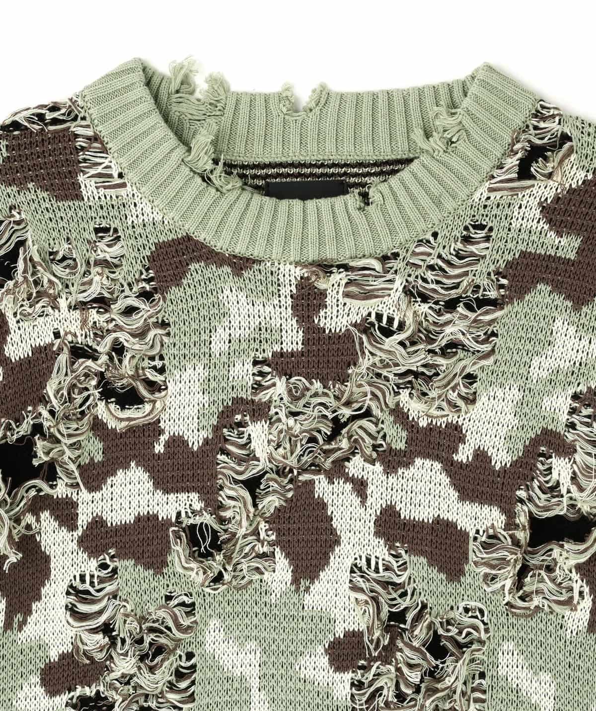 Danke Schon 25aw "Camo Knit Crewneck" Green Green M