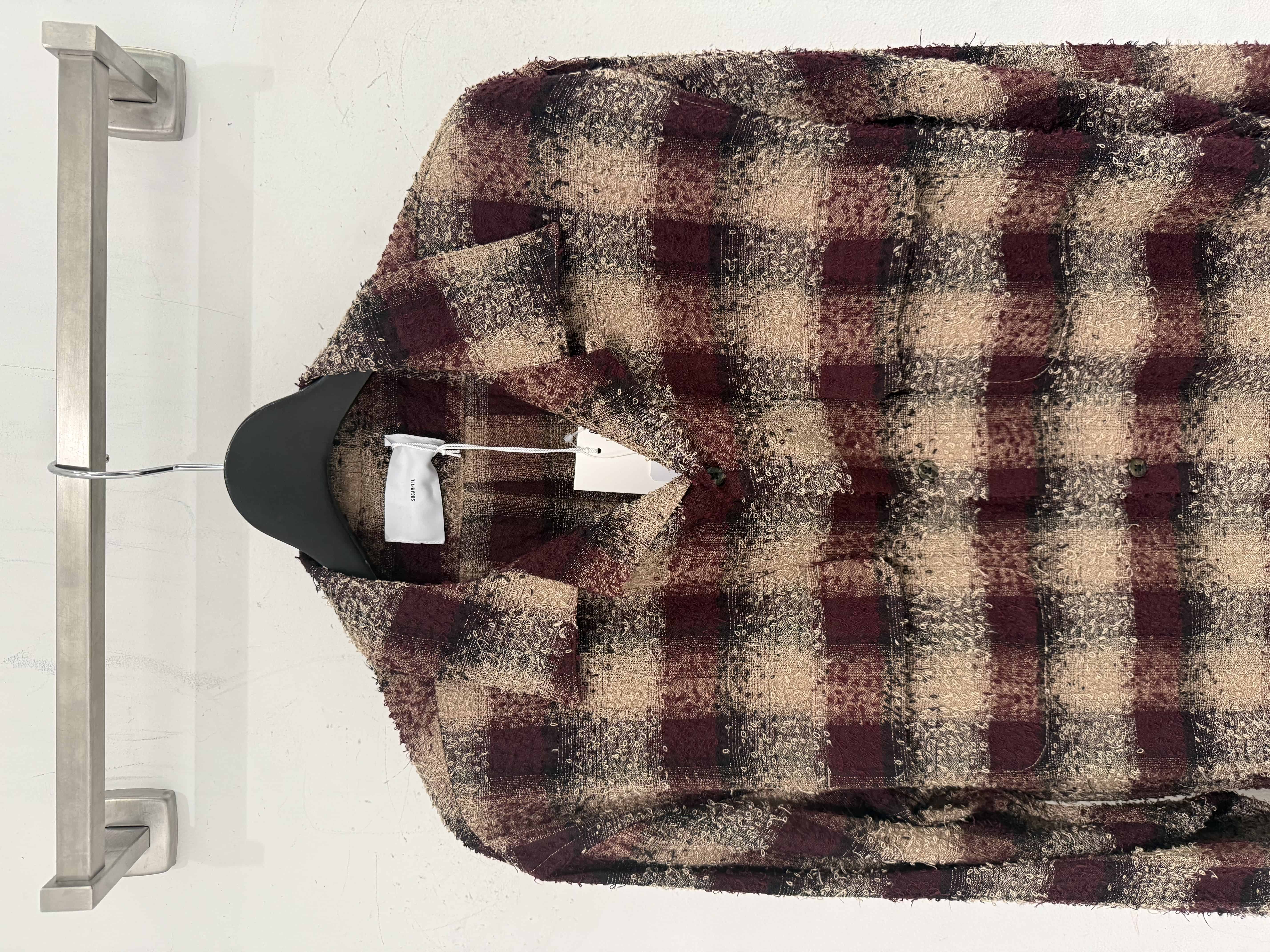 SUGARHILL 25aw "Hairly Plaid Open Collor Shirt" Wine Red Wine Red 2