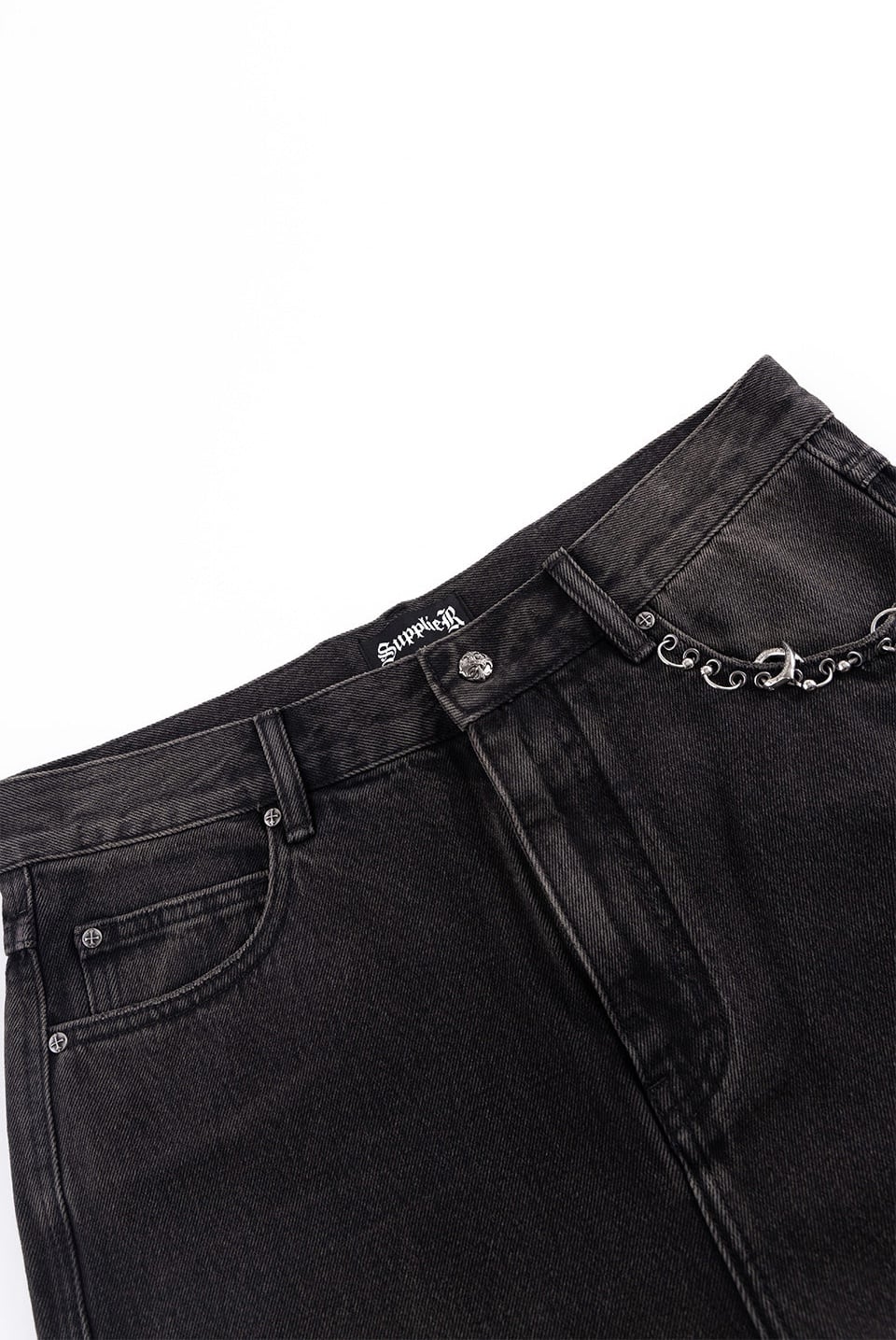 SUPPLIER 25aw "Switching Pierced Baggy Jeans" Black Black S