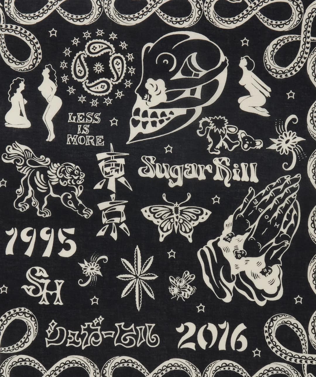 SUGARHILL 26ss "Tatoo Flash Bandana" Black Black One Size