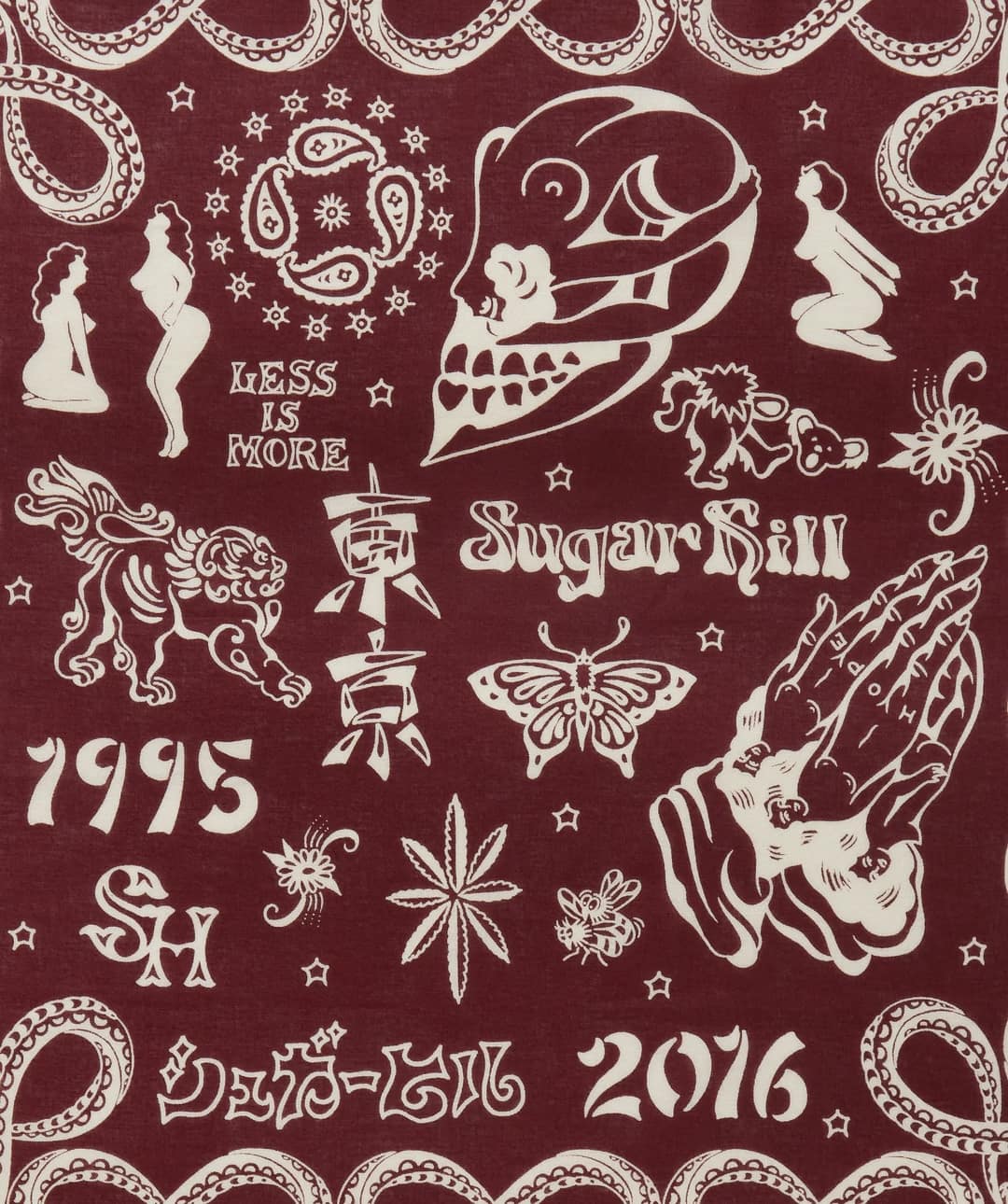 SUGARHILL 26ss "Tatoo Flash Bandana" Wine Wine One Size