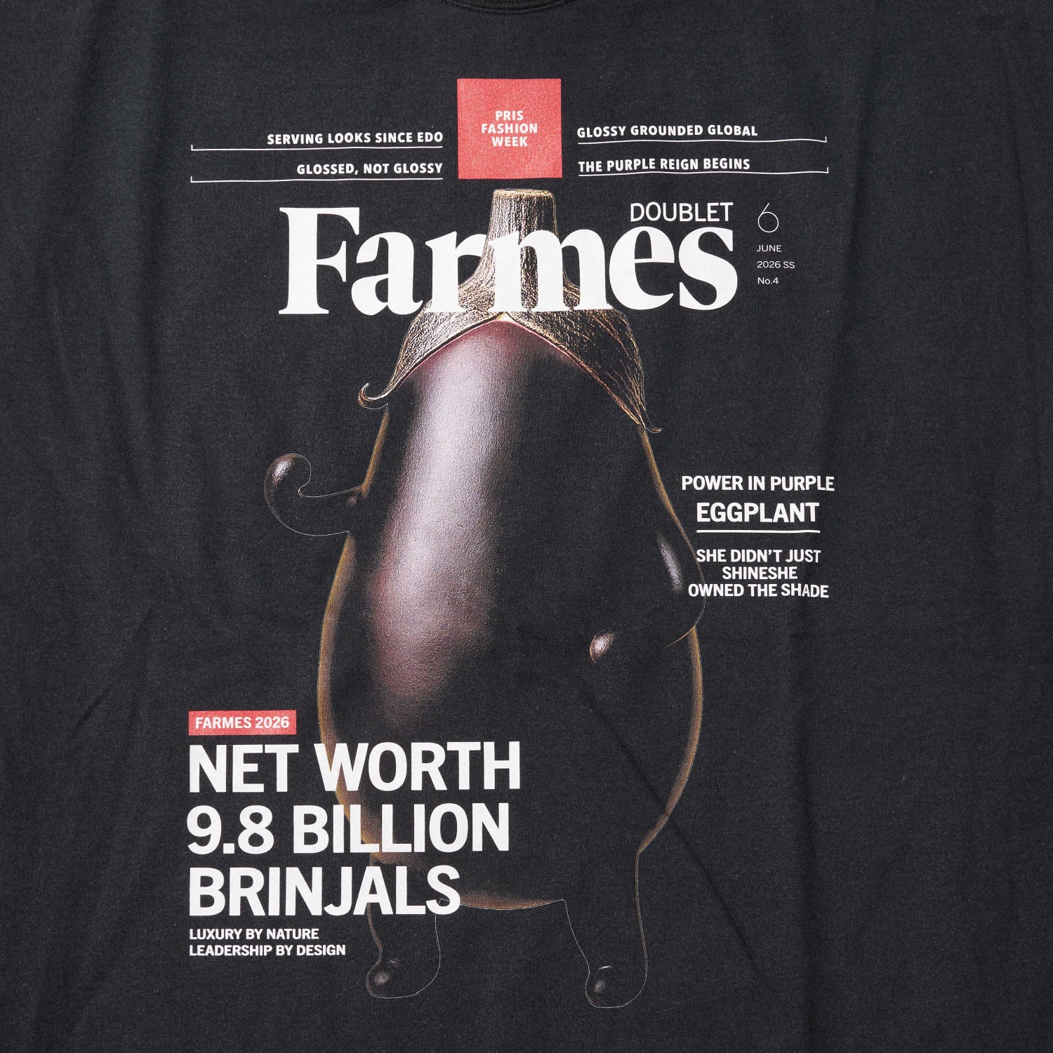 doublet 26ss "FARMES MAGAZINE COVER T-SHIRT" Black Black M