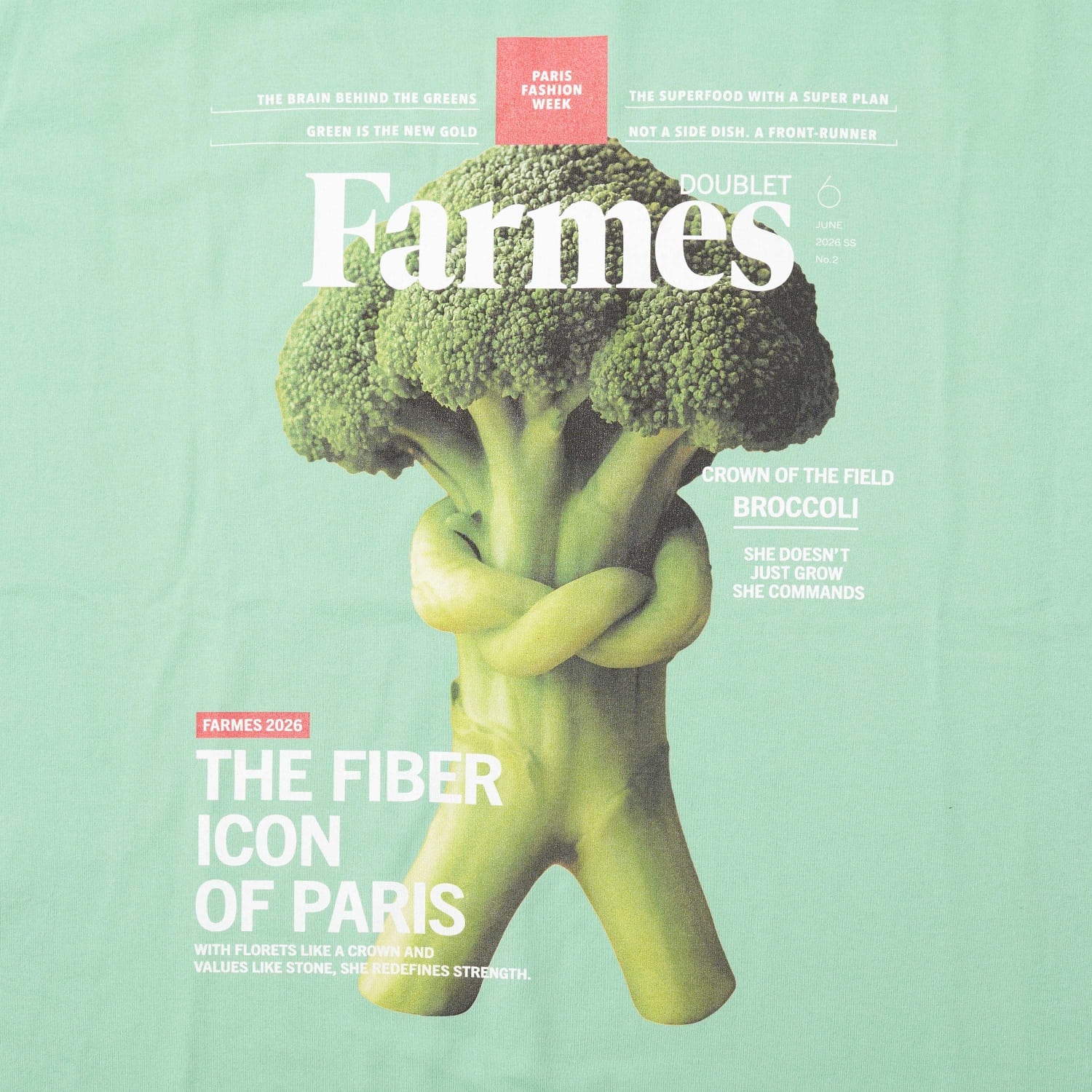 doublet 26ss "FARMES MAGAZINE COVER T-SHIRT" Green Green M