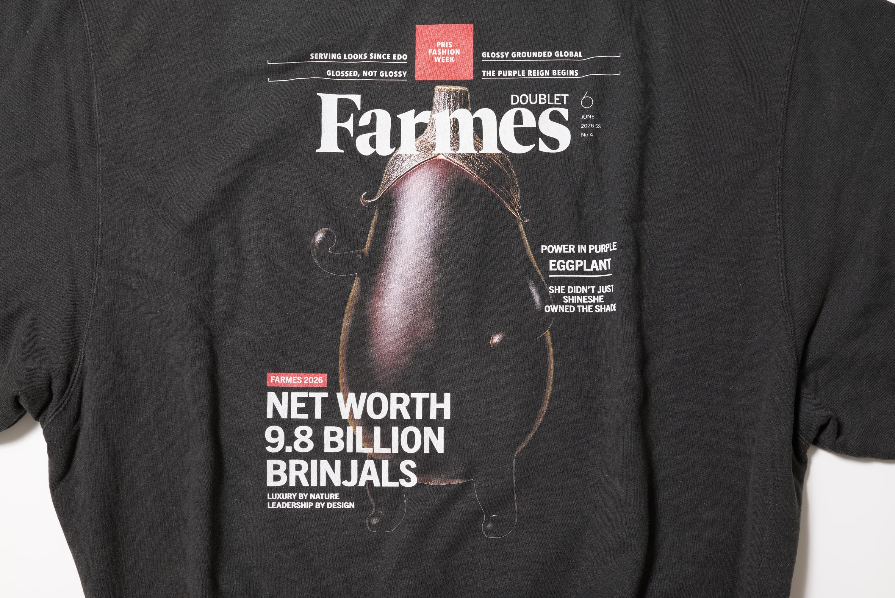doublet 26ss "FARMES MAGAZINE COVER SWEAT SHIRT" Black Black M