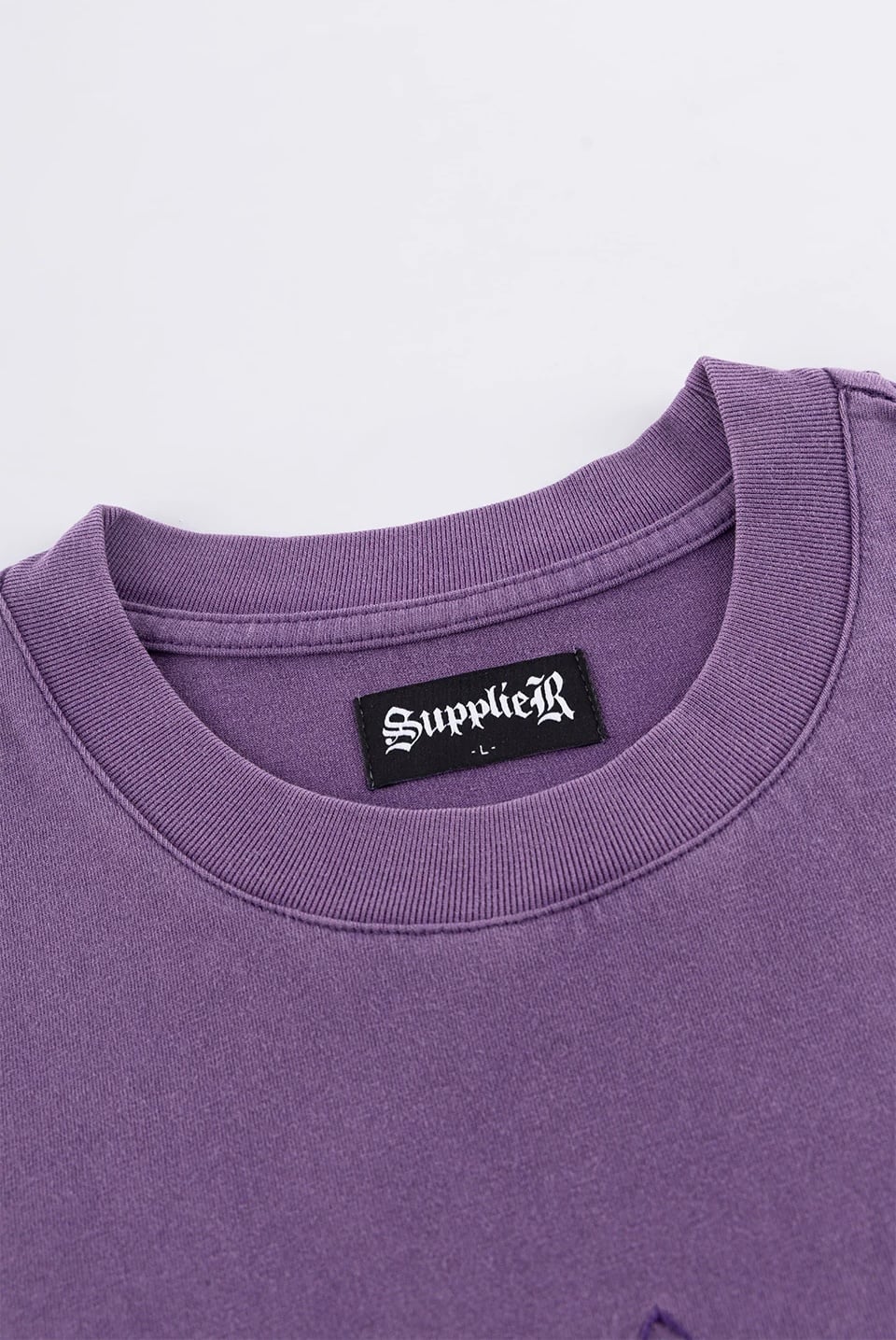 SUPPLIER 26ss "Vintage Wash Embroidery Cross Tee" Purple Purple M