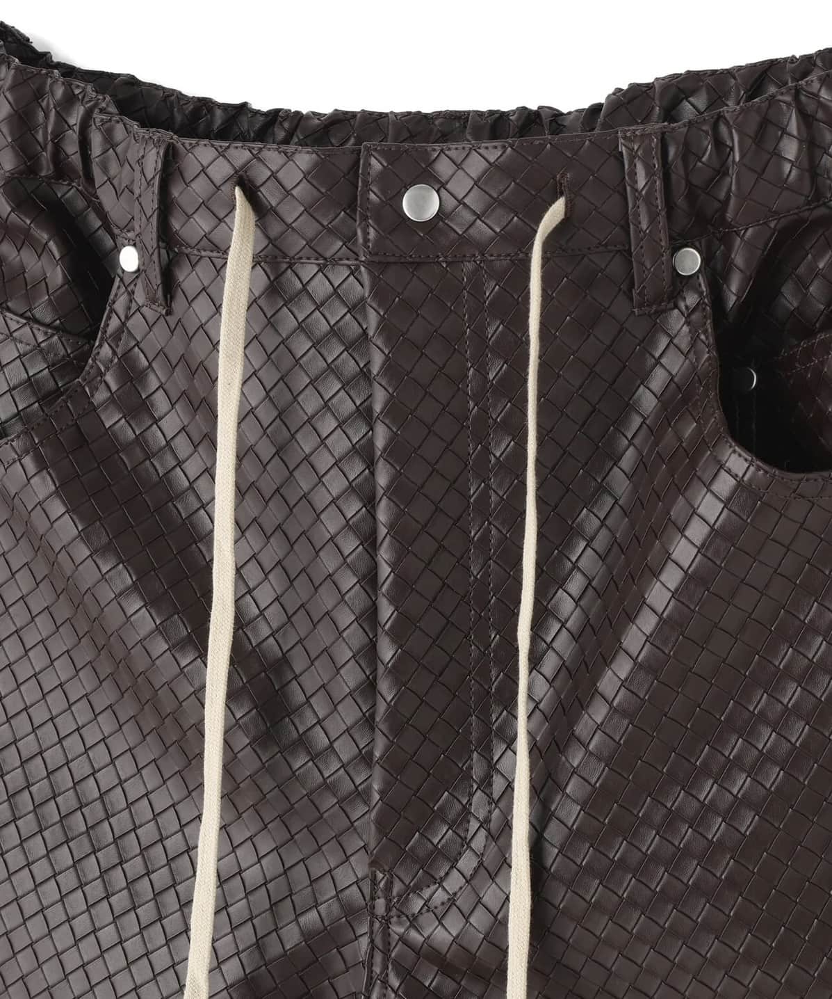 Danke Schon 26ss "Woven Faux Leather Shorts" Brown Brown M