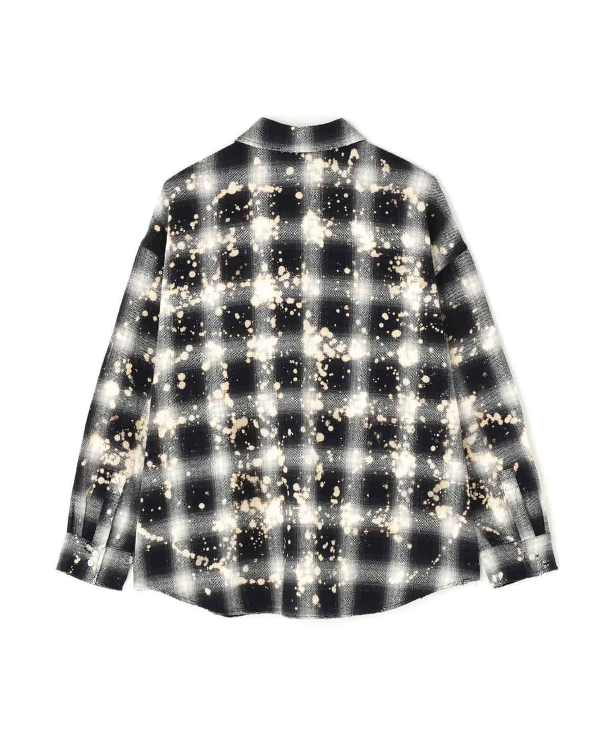 WHITELAND 26ss "Bleach Check Shirts" Black Black One Size