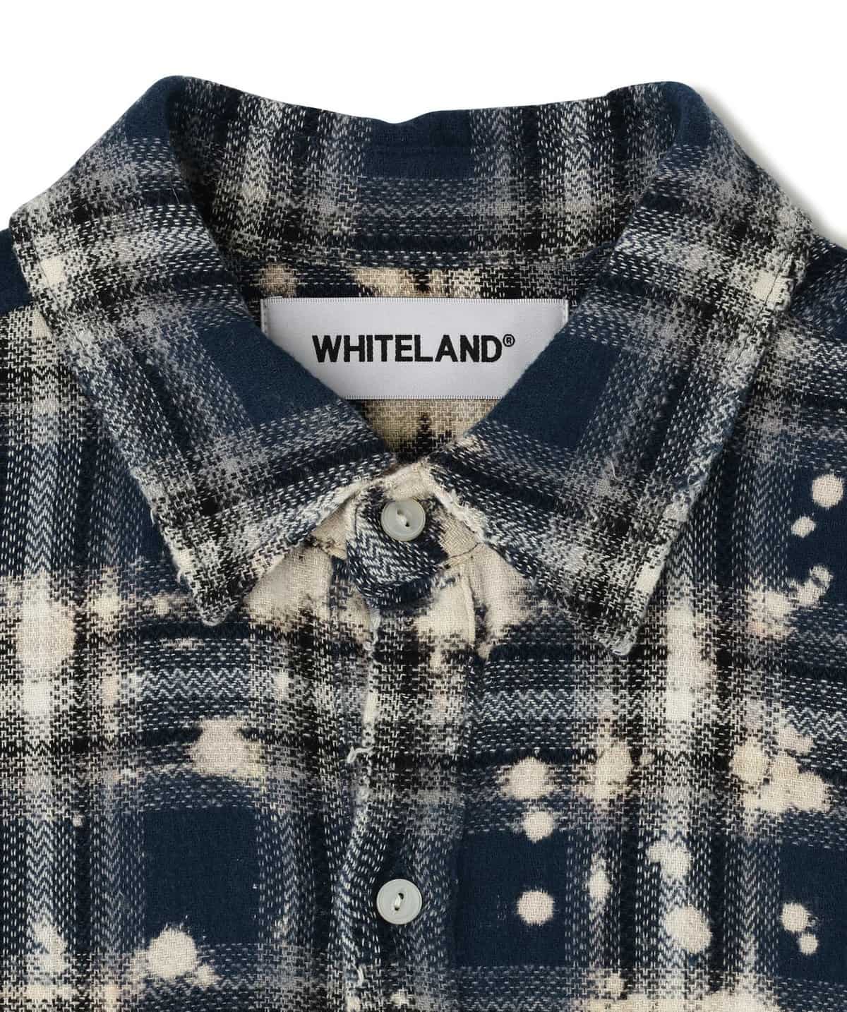 WHITELAND 26ss "Bleach Check Shirts" Blue Blue One Size