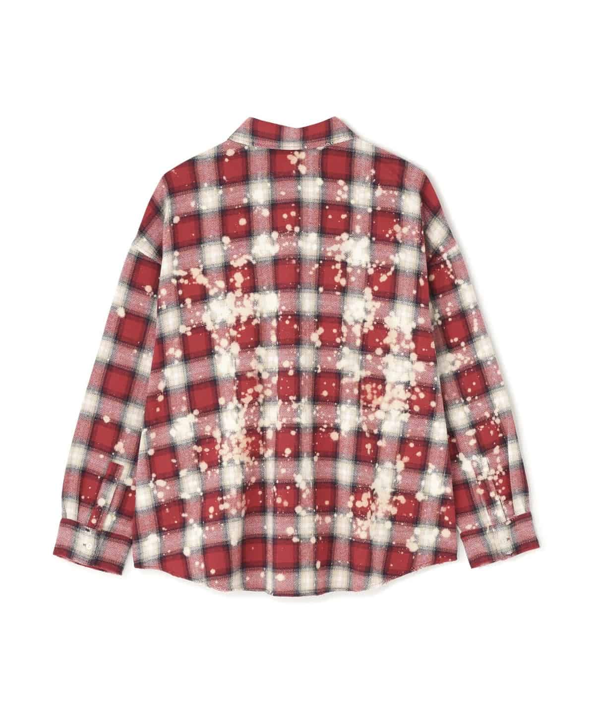WHITELAND 26ss "Bleach Check Shirts" Red Red One Size