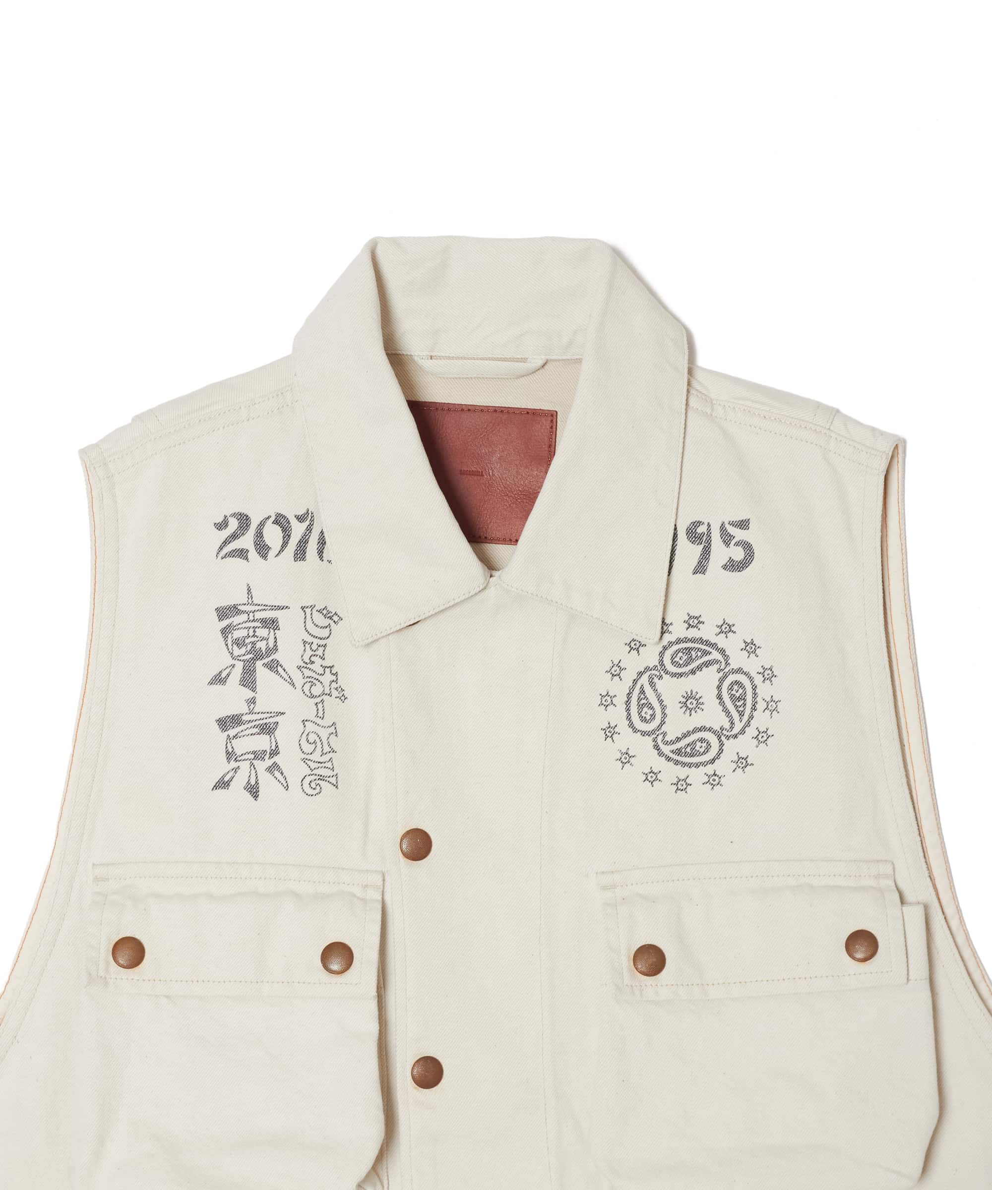 【先行予約 3月14日】SUGARHILL 26ss "Tattoo Flash Print Denim Vest" Ecru 2