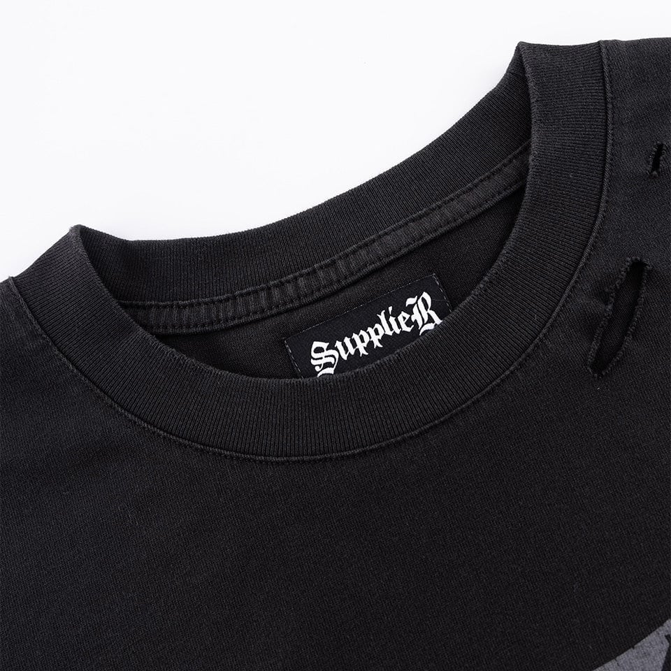 SUPPLIER 26ss "Dusty Iron Cross Layered Long Sleeve Tee" Black Black M