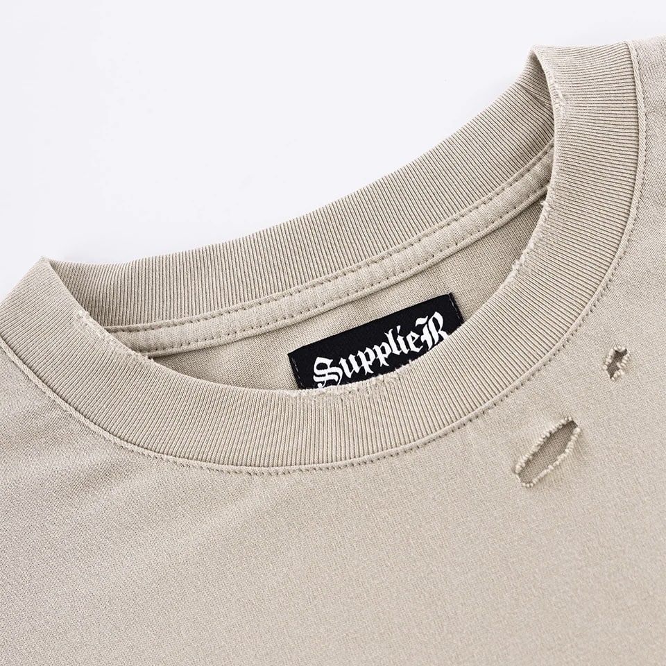 SUPPLIER 26ss "Dusty Iron Cross Layered Long Sleeve Tee" Beige Beige M