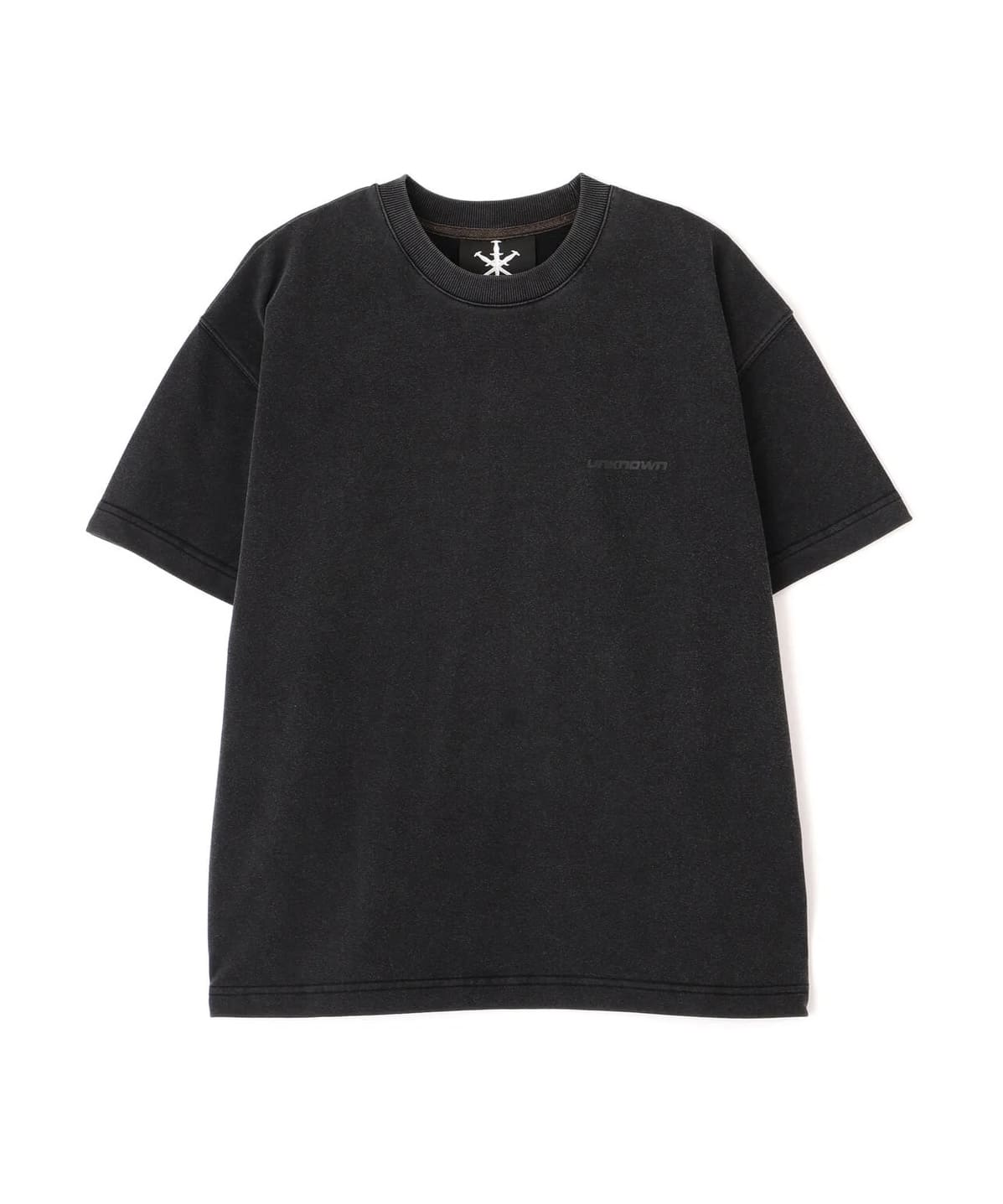 UNKNOWN LONDON 26aw "Exclusive Leather Cross Tee" Black Black S