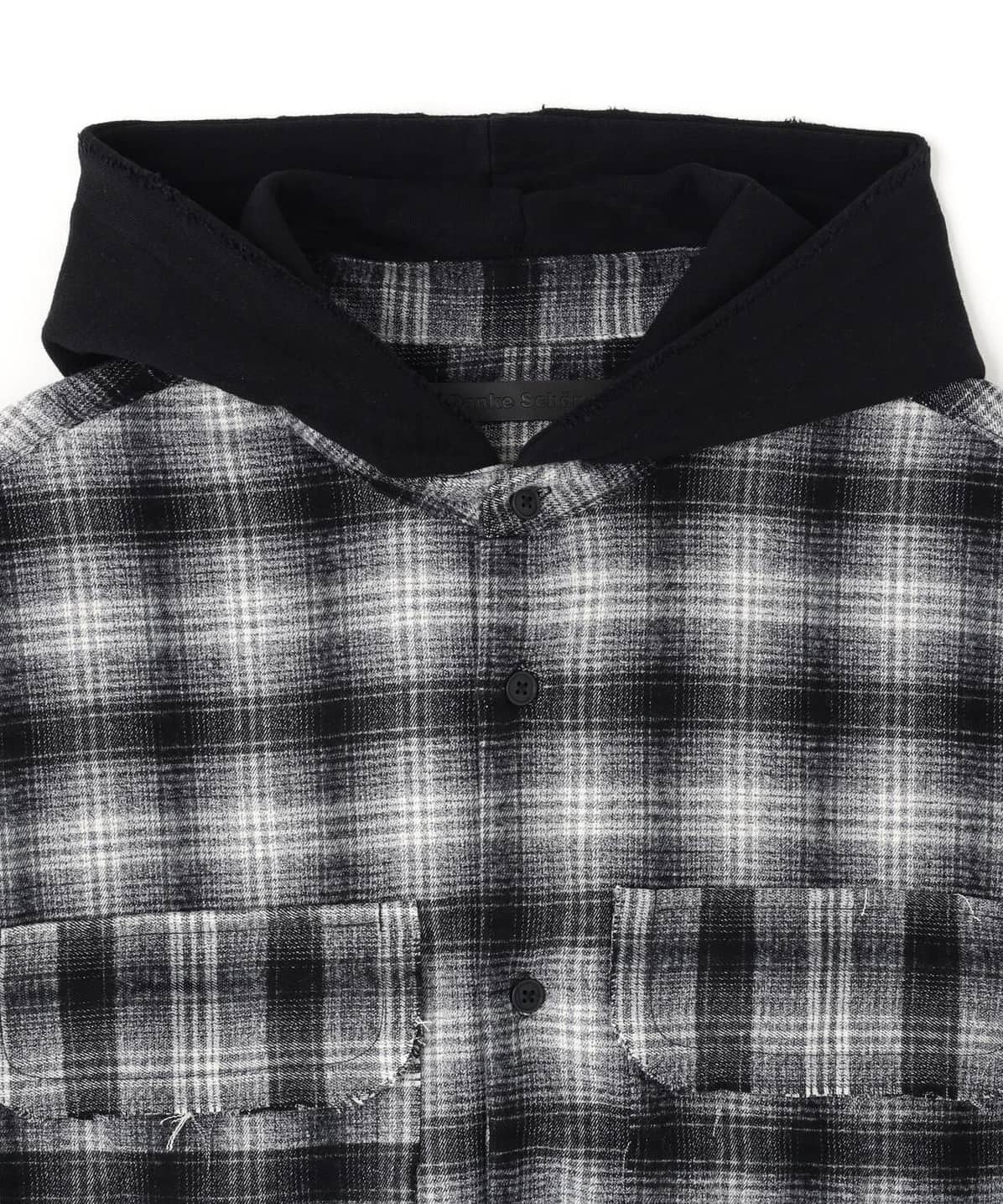 Danke Schon 26aw "Cutoff Sweathood Check Shirts" White White M