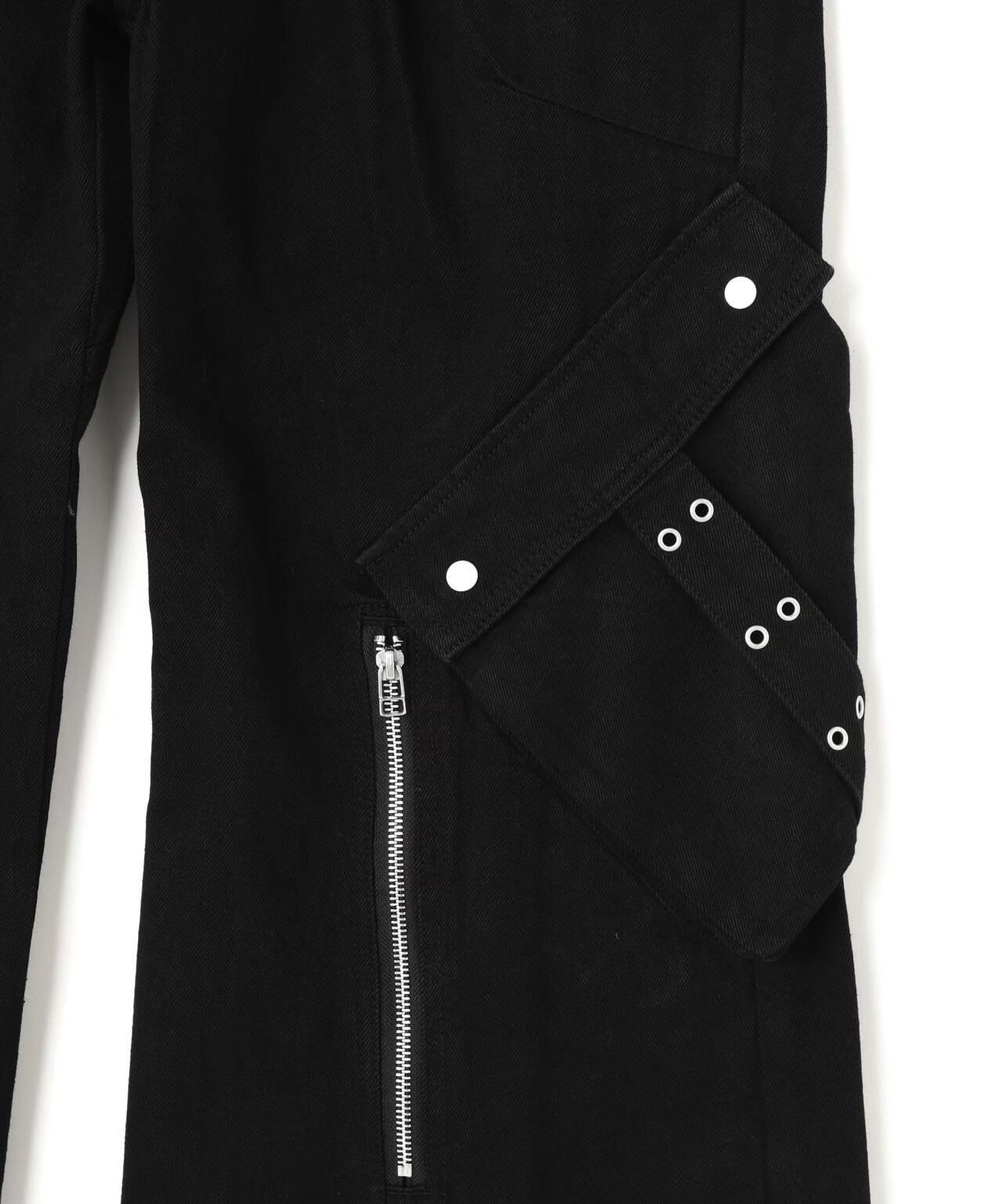 Danke Schon 11oz Denim Zip Pocket Flare Cargo Pants Black S