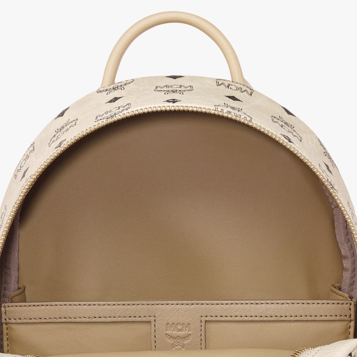 MCM Stark Side Studs Backpack Small Beige Small