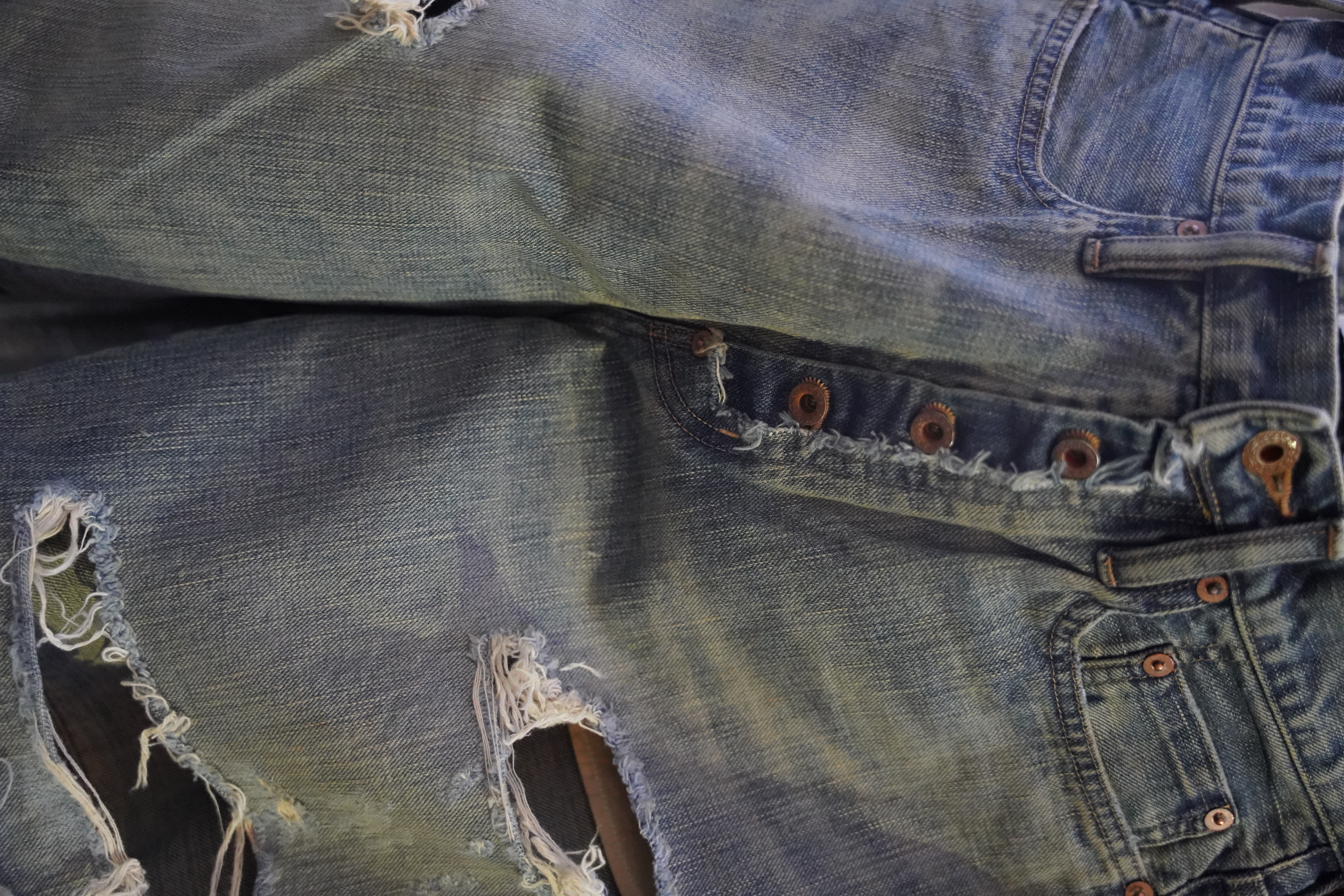 SUGARHILL 25ss "Damaged Modern Denim Pants Shorts" Faded Indigo 30