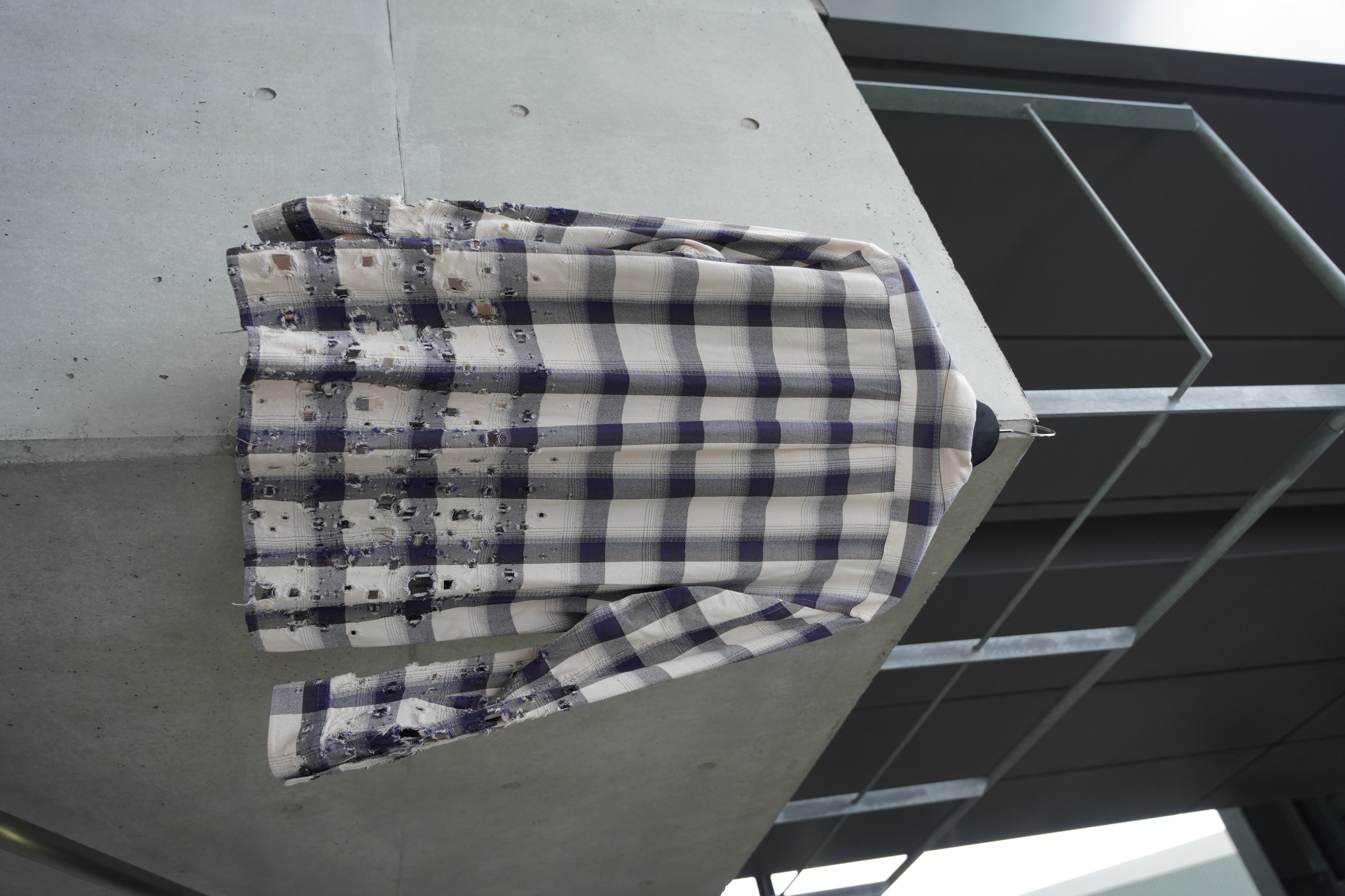 SUGARHILL 25ss "Obmre Destroyed Shirt" Navy Ombre 2