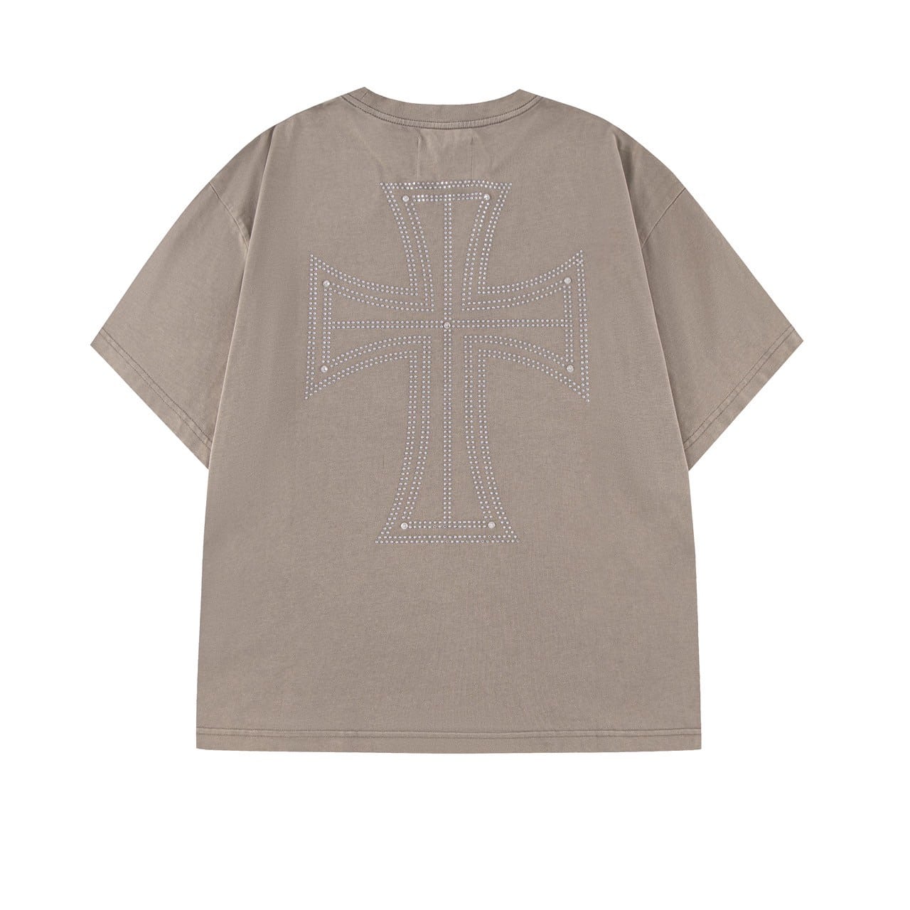 【先行予約 7月上旬発売予定】Unknown 25ss "Outline Cross Rhinestone Tee" Beige Beige M