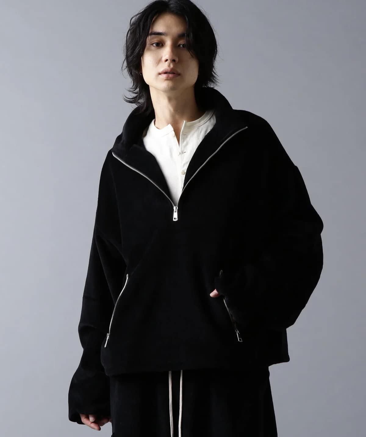 Danke Schon 25aw "W-Face Velour Half Zip Stand" Black Black S