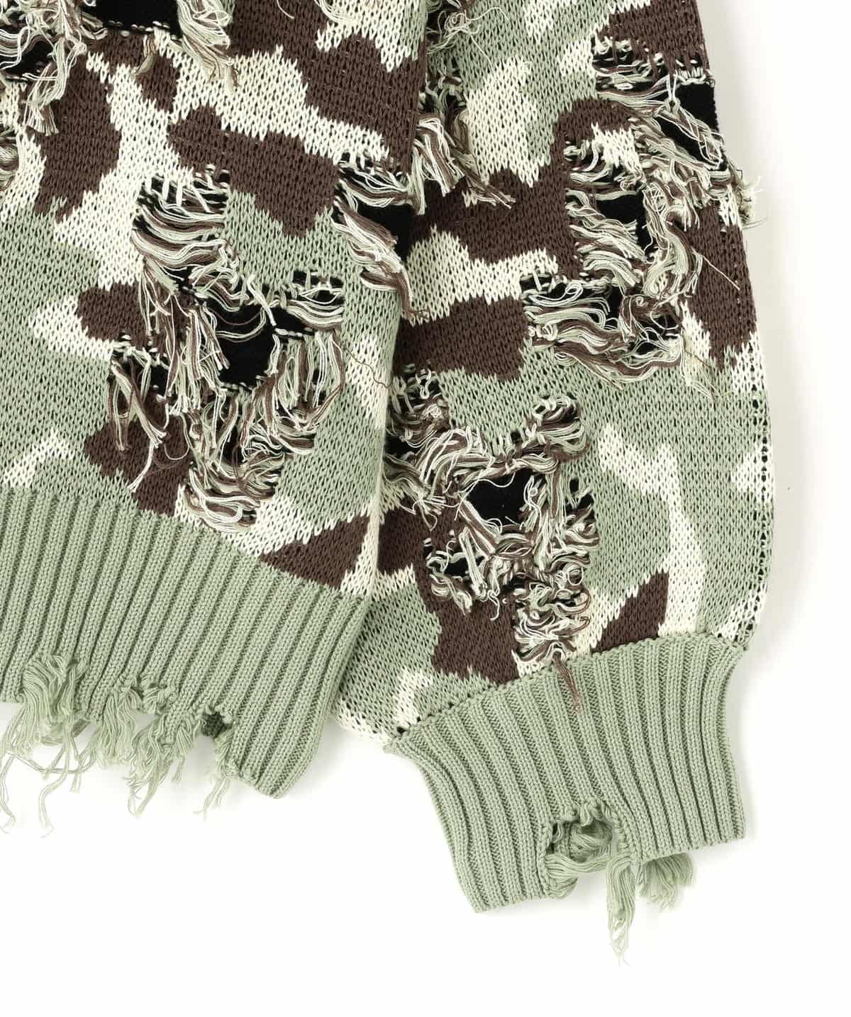 Danke Schon 25aw "Camo Knit Crewneck" Green Green M