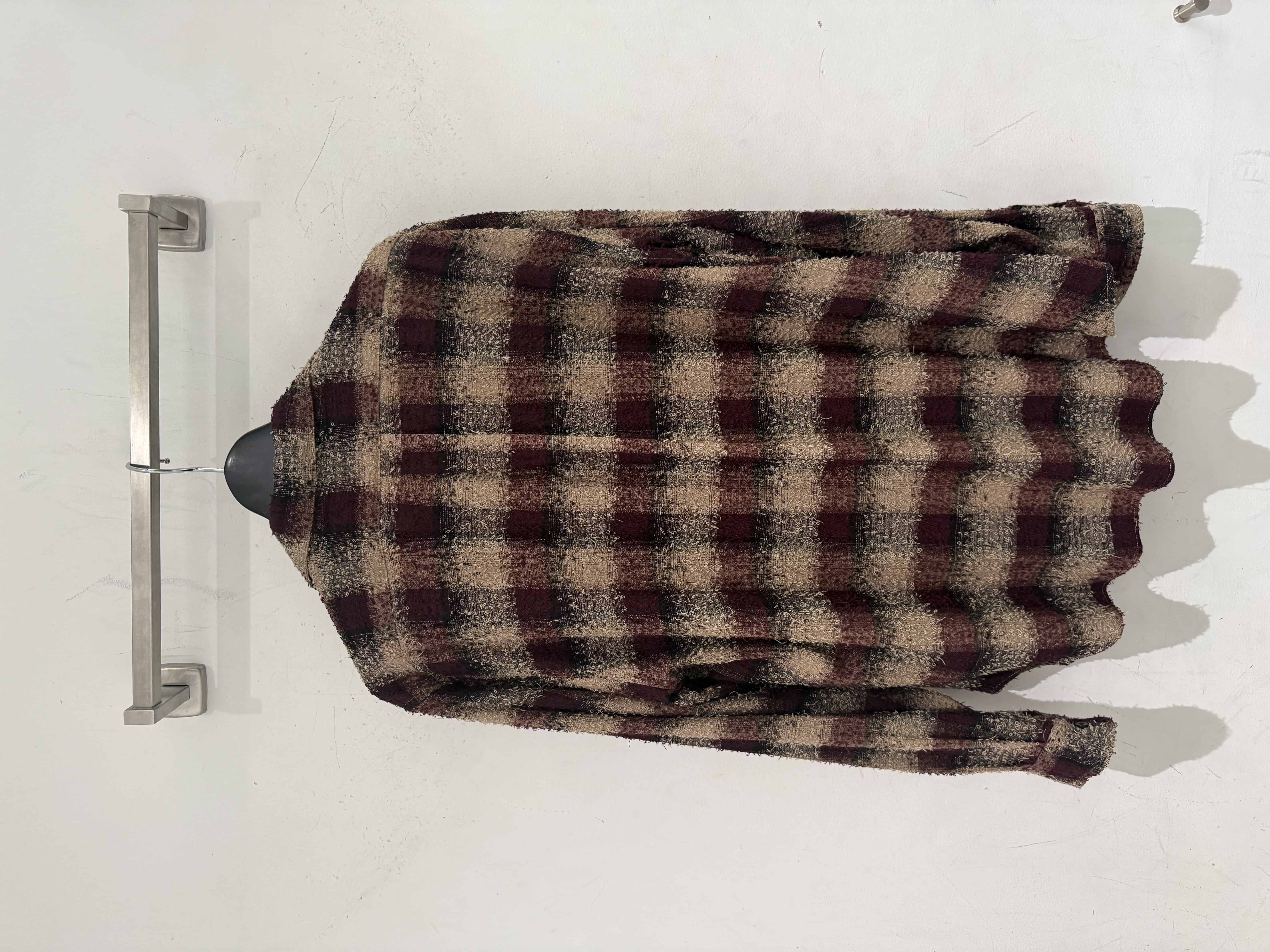 SUGARHILL 25aw "Hairly Plaid Open Collor Shirt" Wine Red Wine Red 2