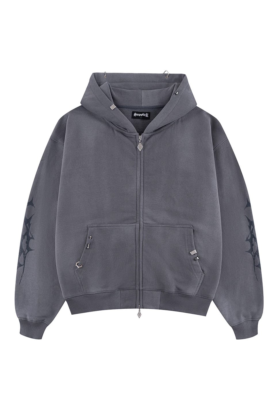 SUPPLIER 25aw "Tribal Bones Pierced Zip Hoodie" Blue Grey Blue Grey M