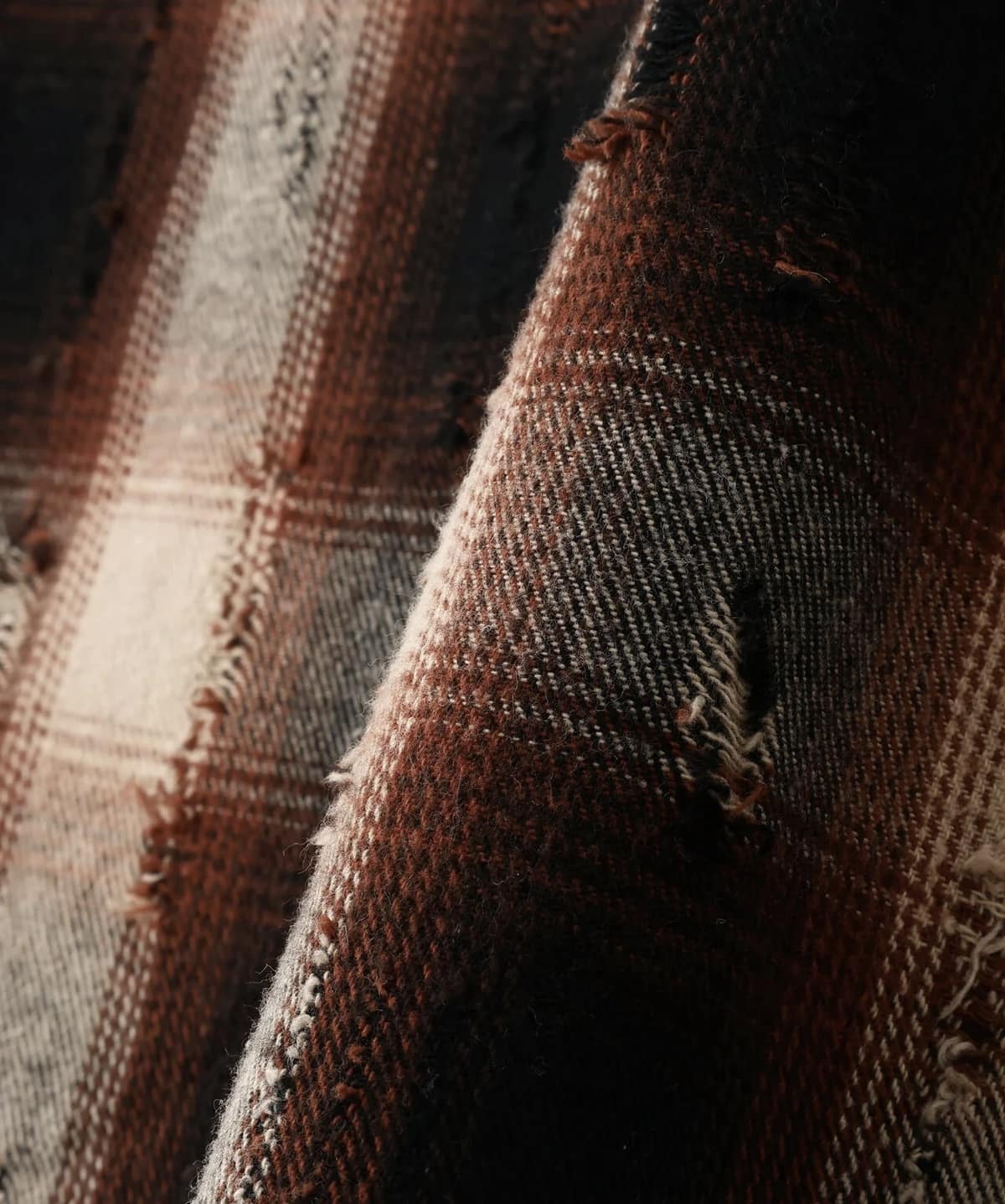Danke Schon 26ss "Damage Ombre Check L/S Shirts" Brown Brown M