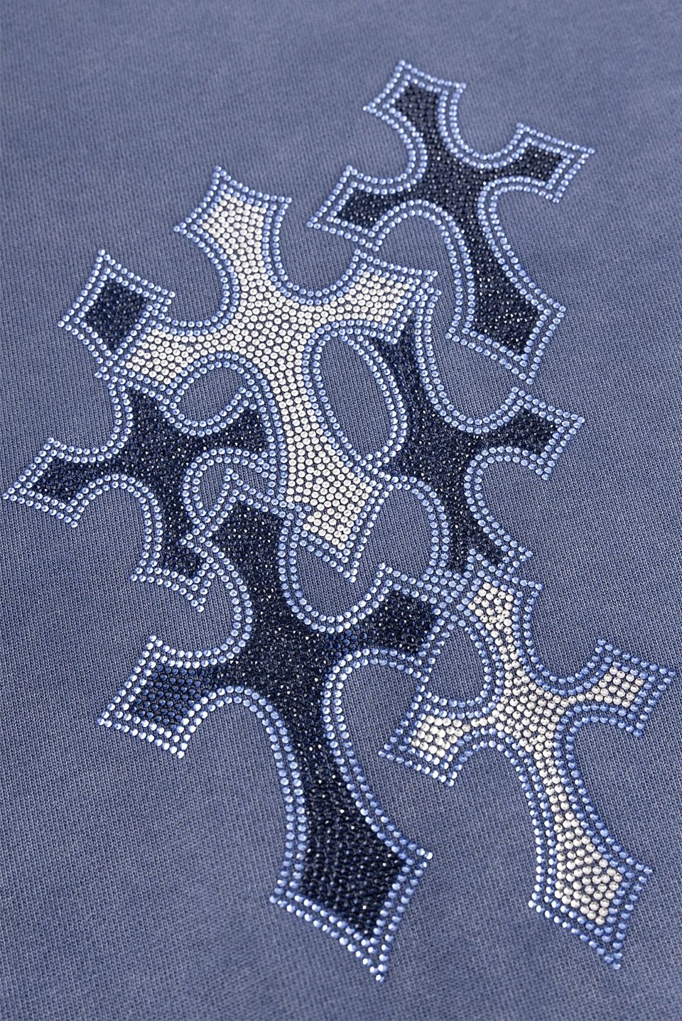 SUPPLIER 26ss "Multiple Cross Rhinestone Zip Hoodie" Blue Blue M