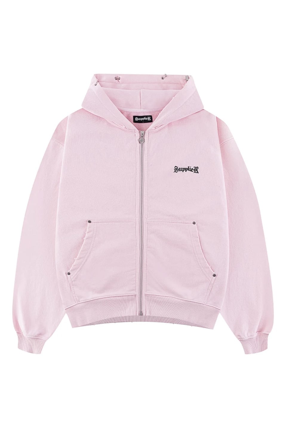 SUPPLIER 26ss "Pierced Tribal Cross Zip Hoodie" Pink Pink M