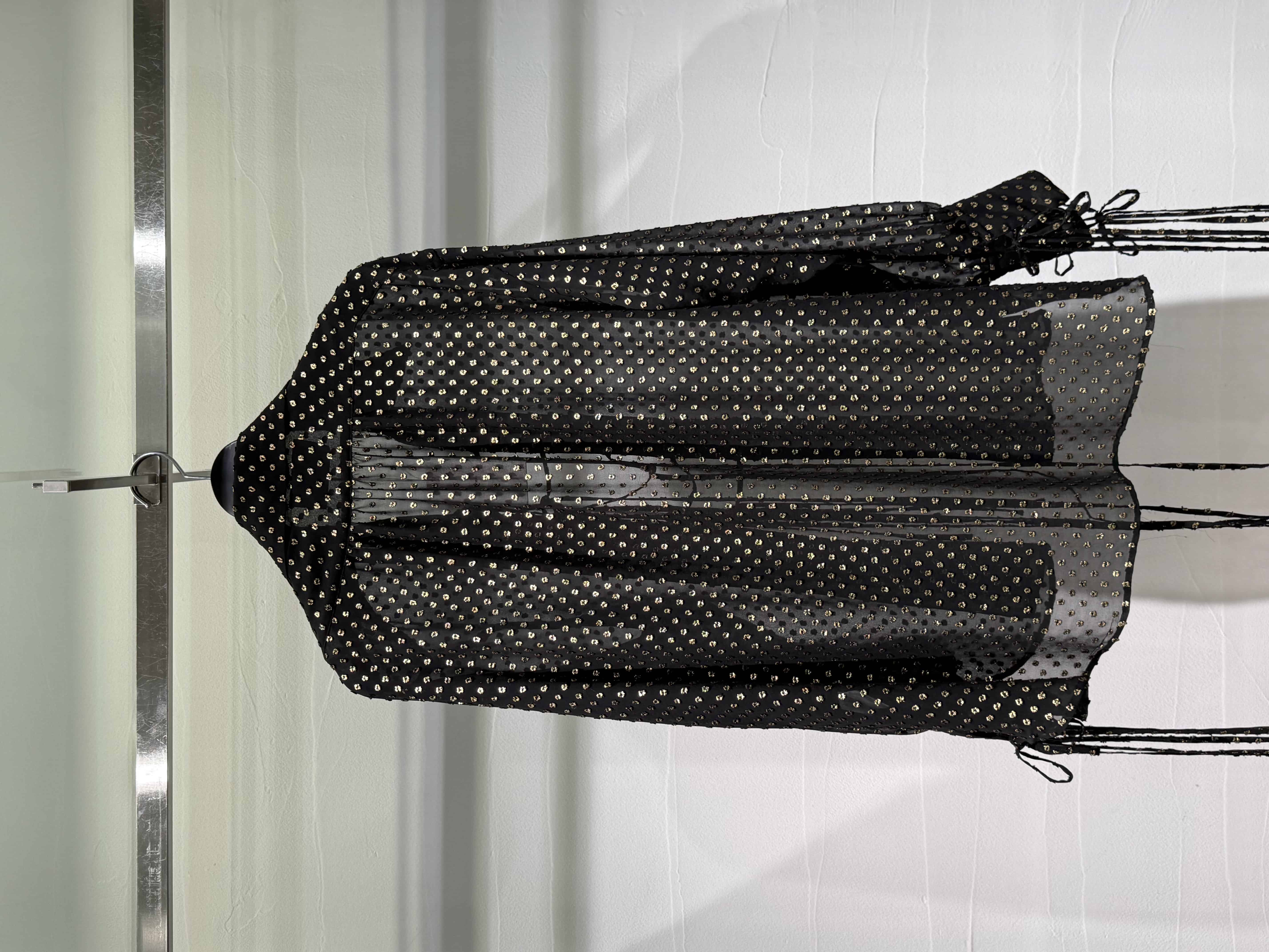 SUGARHILL 26ss "Twinkle Sheer String Shirt" Black Black 2