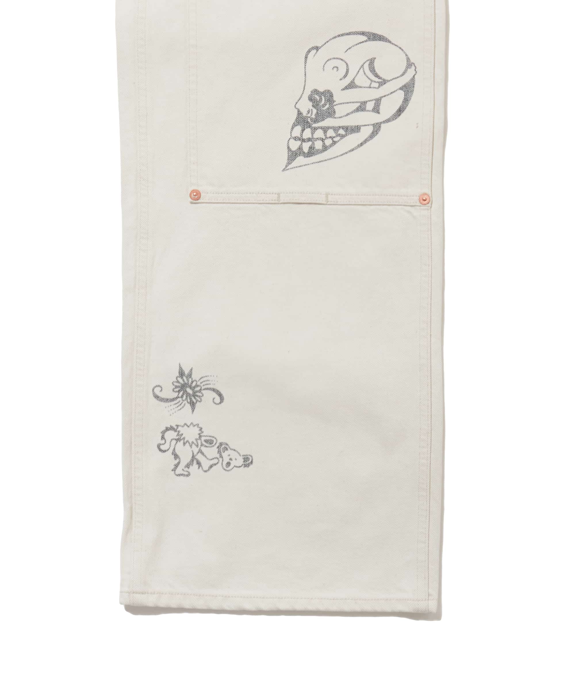 【先行予約 3月14日】SUGARHILL 26ss "Tattoo Flash Print Modern Denim Double Knee Cut" Ecru 30