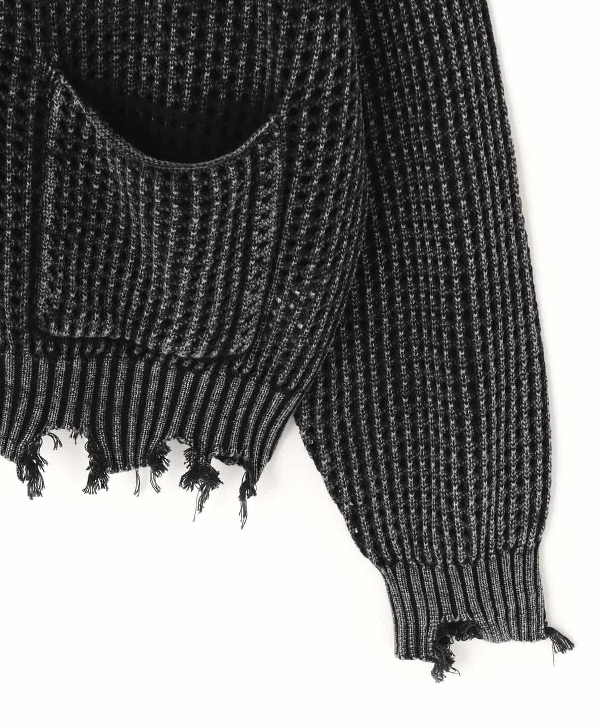 Danke Schon 26ss "Pigment Damage Mesh Cardigan" Black M
