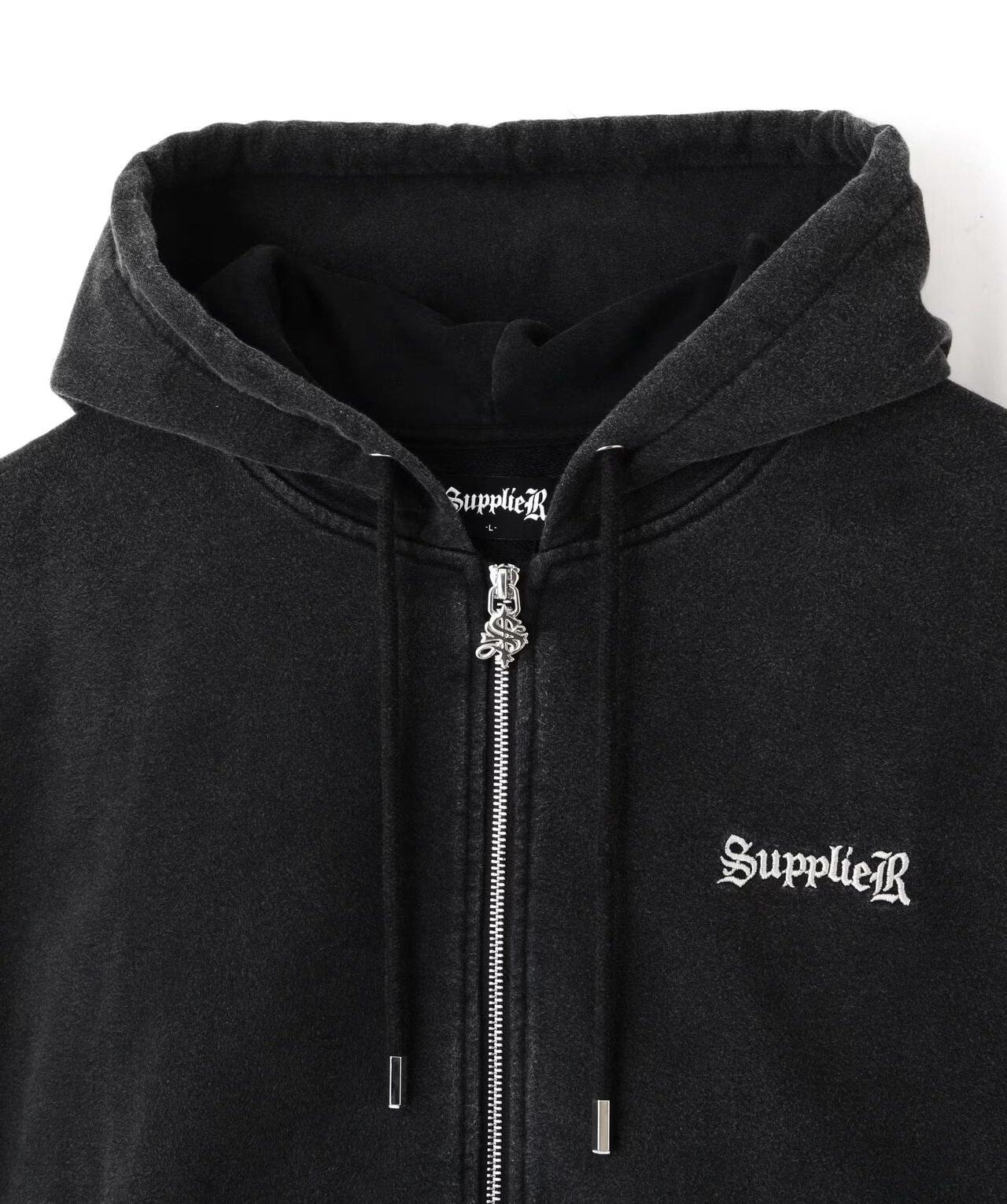 SUPPLIER EXCLUSIVE STUDS CROSS ZIP HOODIE SILVER(M SILVER×BLACK